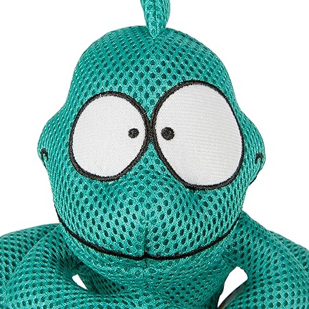 GoDog Double Chew Guard Mesh Amphibian Chameleon Squeak and Chew Dog Toy - Green - Large