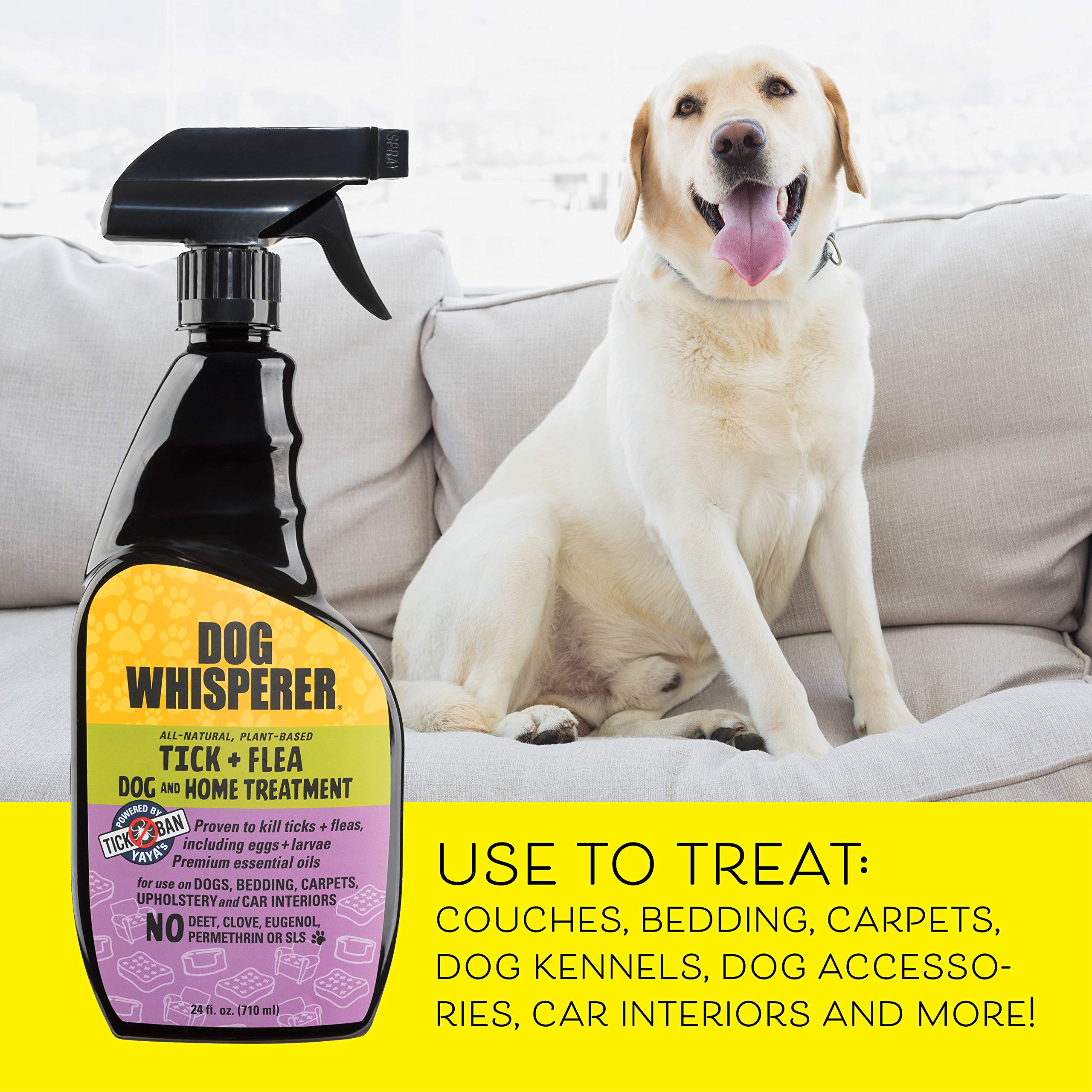 YAYA Organics Dog Whisperer All-Natural Plant-Based Flea and Tick Home and Dog Treatment Spray - 24 Oz  