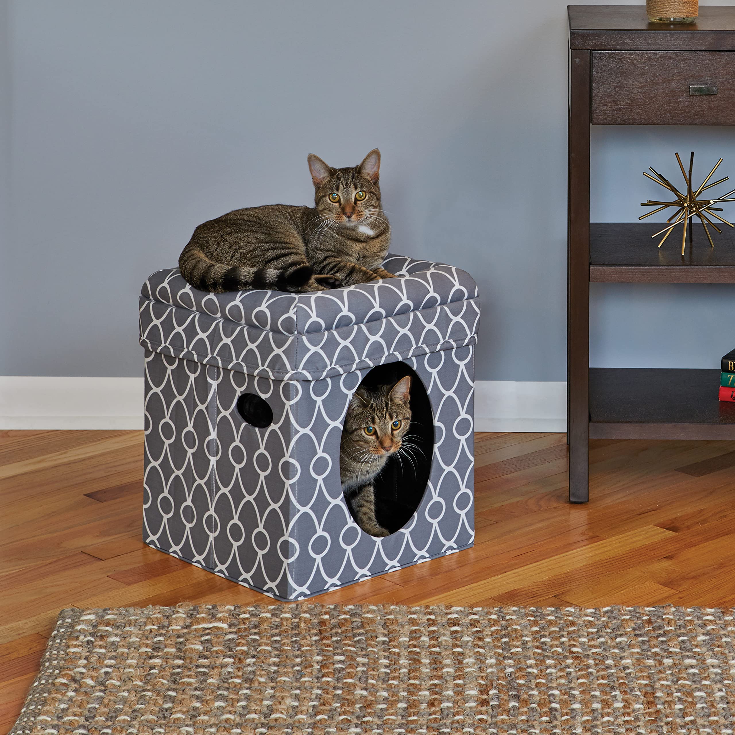 Midwest Curious Cat Cube Condo Furniture - Gray - 16.5" X 16.5" X 16.5" Inches  