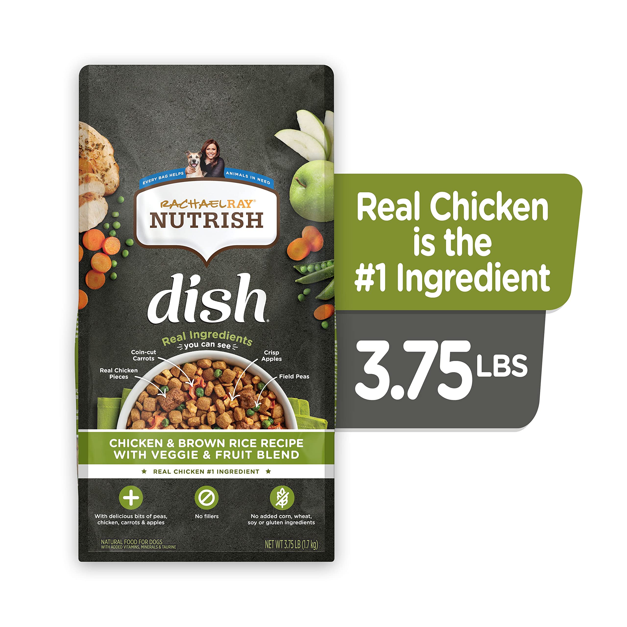 Rachael Ray Nutrish Dish Chicken and Brown Rice Recipe with Veggies and Fruits Dry Cat Food - 3.75 Lbs  