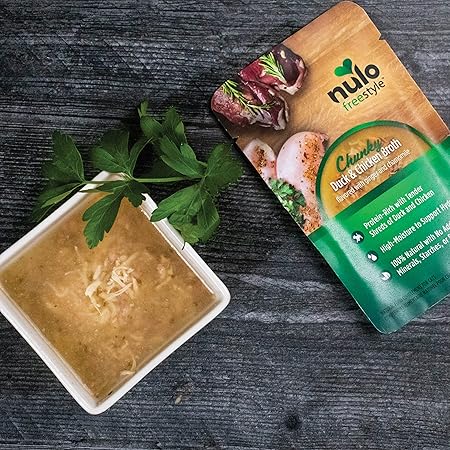 Nulo Freestyle Chunky Duck and Chicken Broth with Ginger and Chamomile Wet Cat Food Topper Pouch - 2.8 Oz - Case of 24