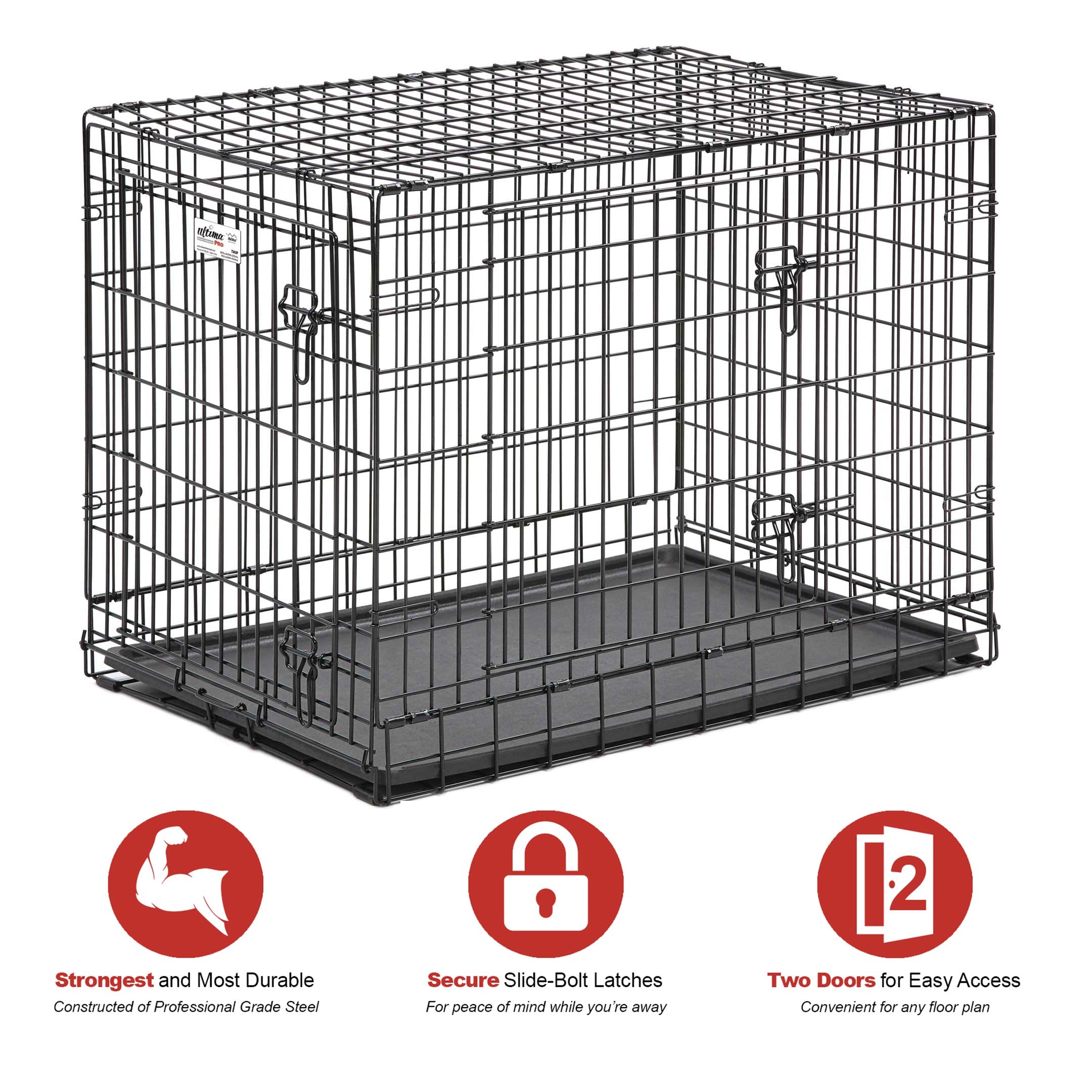 Midwest Contour Metal Folding Double Door Dog Crate - 36" X 23" X 25" Inches  