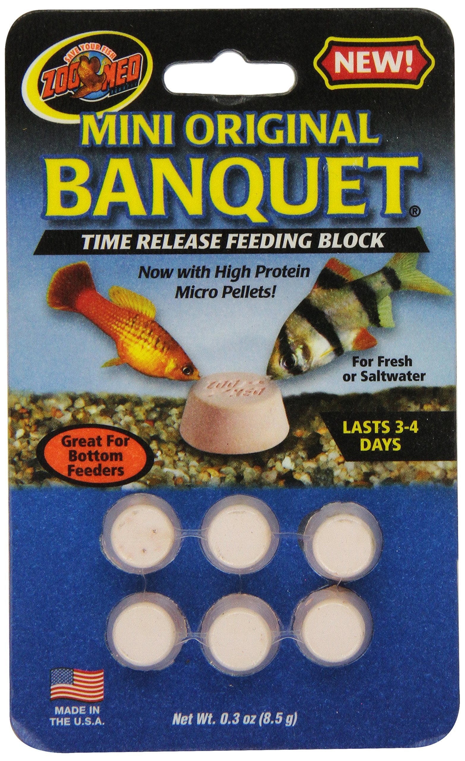 Zoo Med Laboratories Banquet Block Time-Release Saltwater or Freshwater Fish Food - Mini  