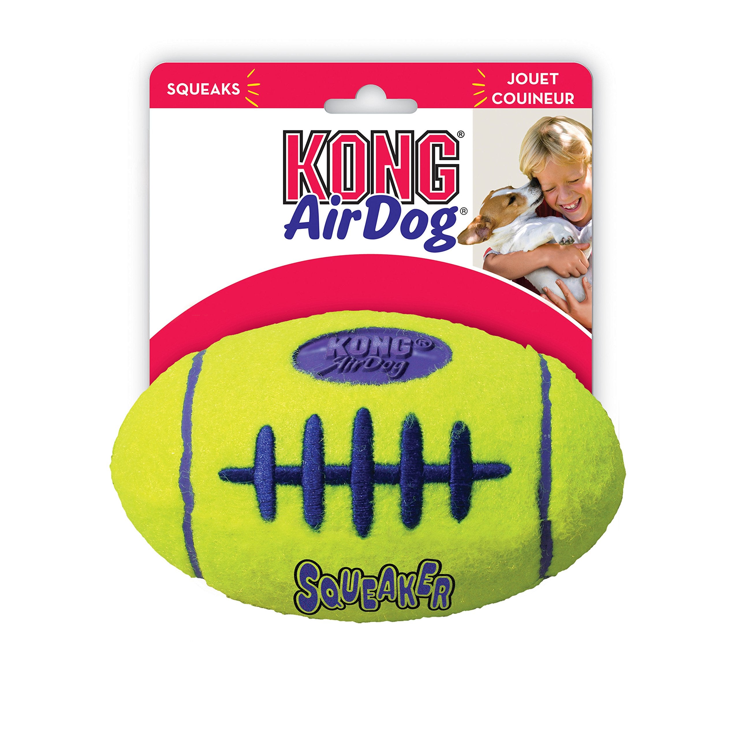 Kong AirDog Squeaker Football Tennis Felt Fetch Dog Toy - Small  