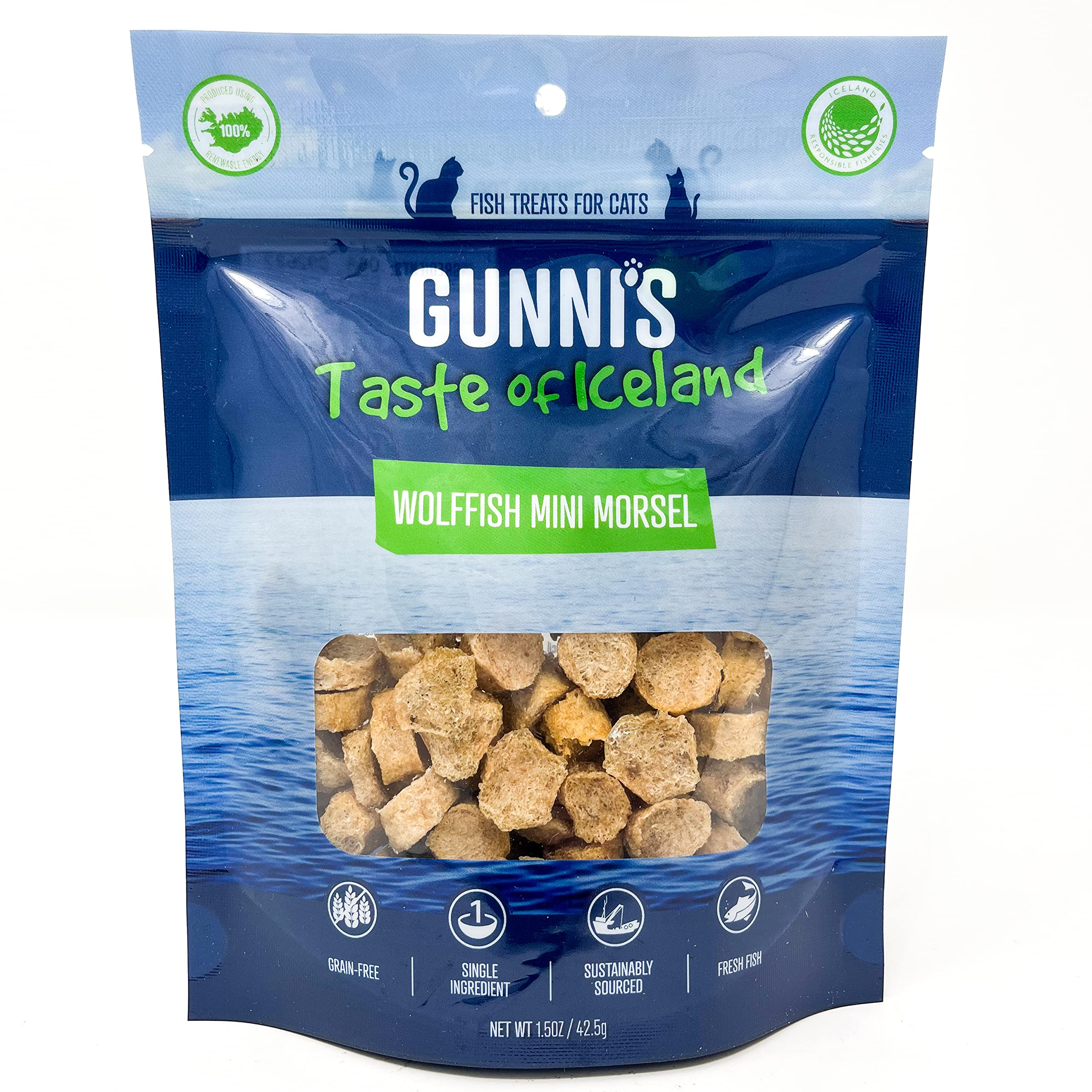 Gunnis Pet Grain-Free Mini Morsals Wolffish Natural Air-Dried Cat Treats - 1.5 Oz