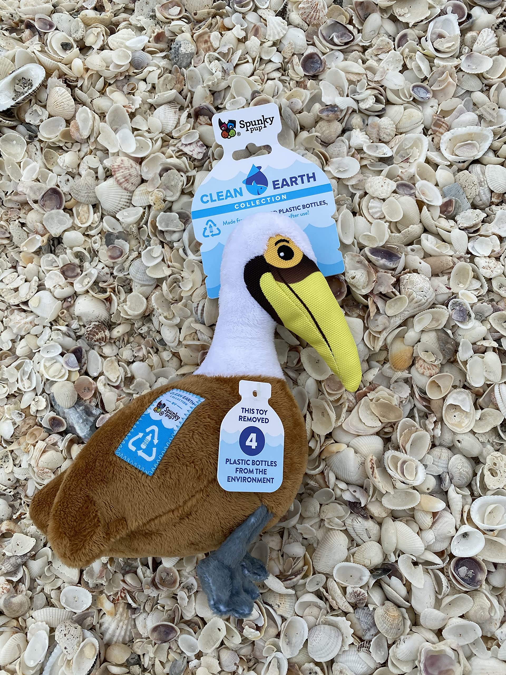 Spunky Pup Clean Earth Collection Pelican Squeak and Plush Dog Toy - Large  