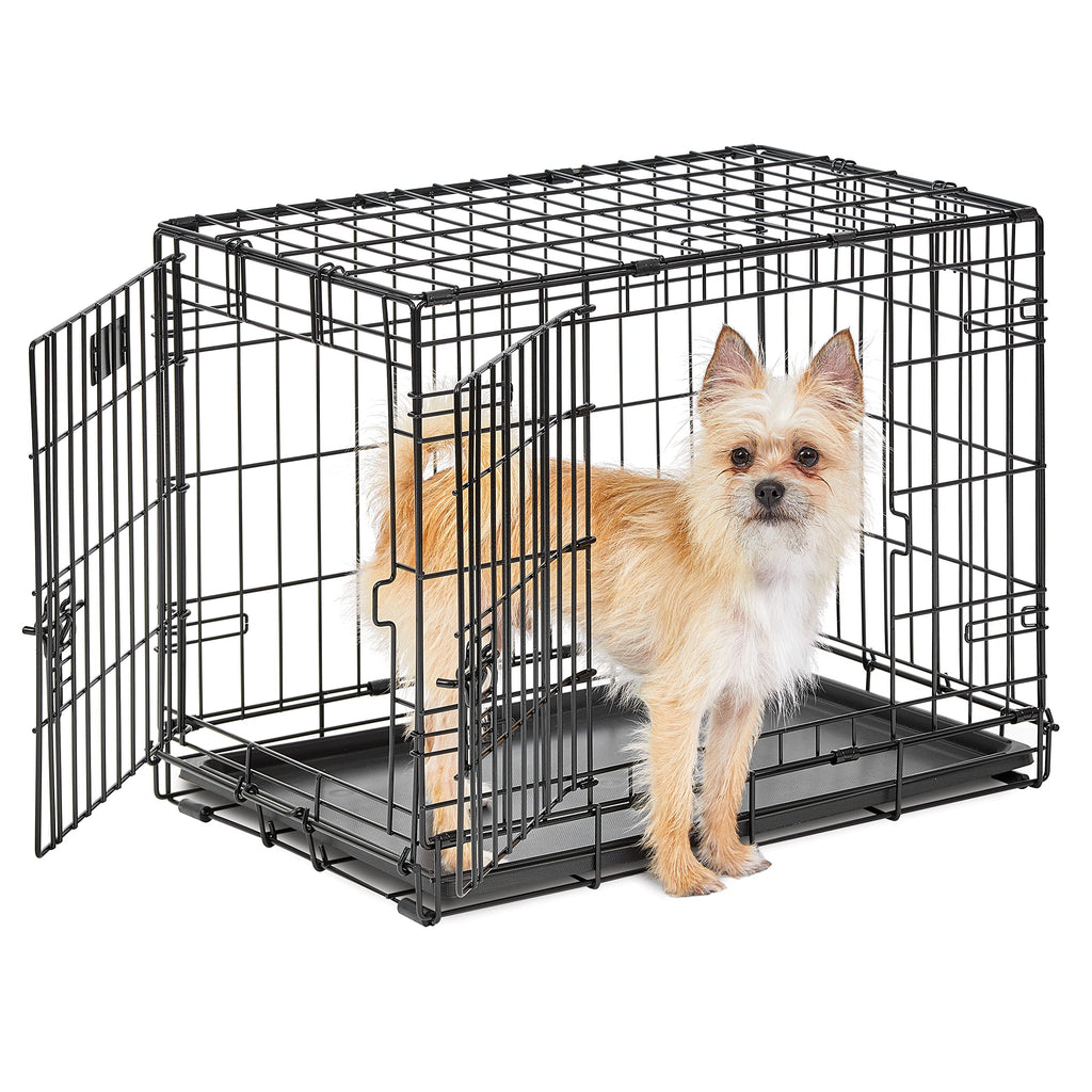 Midwest Lifestages Metal Folding Double Door Dog Crate with Divider - 24" X 18" X 21" I...