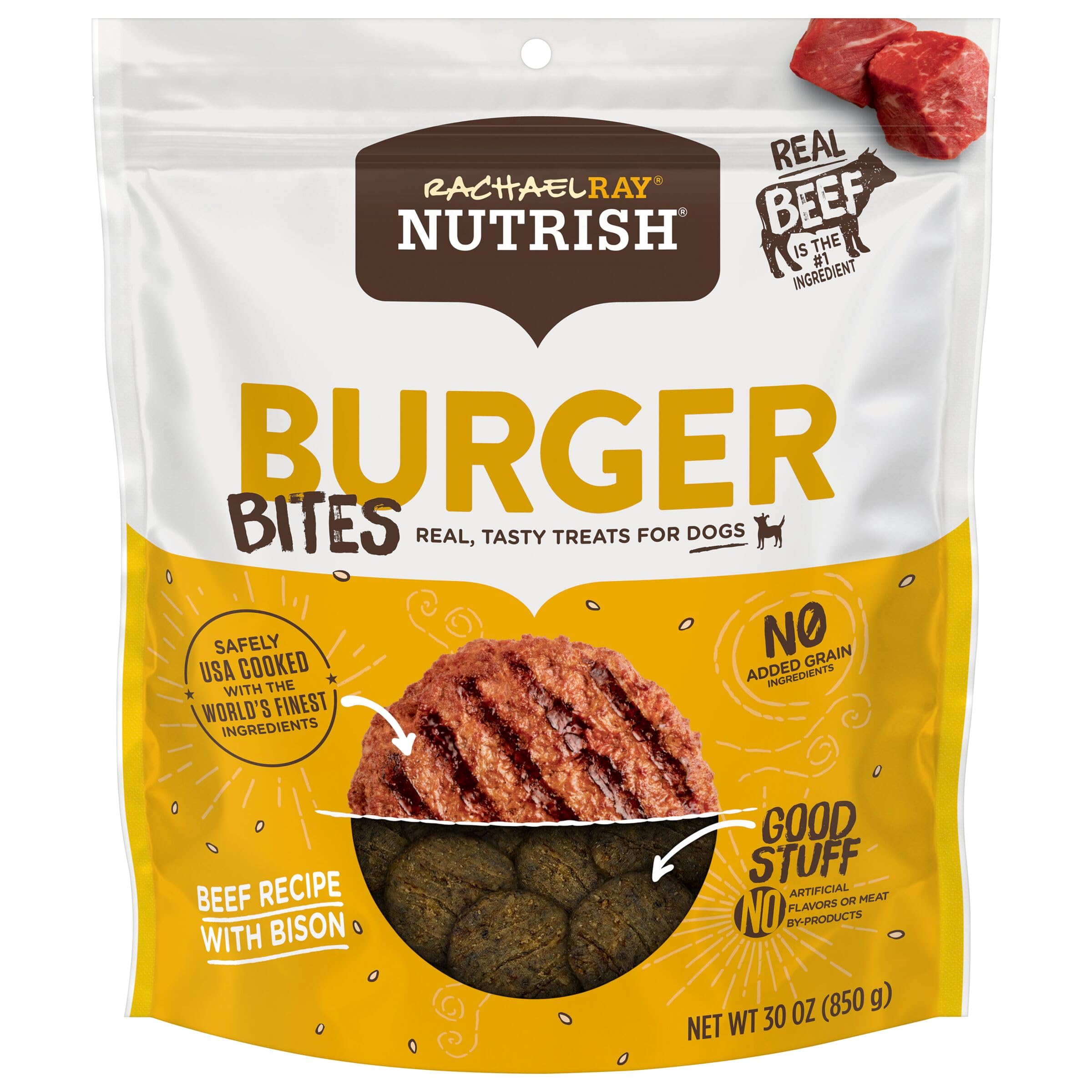 Rachael Ray Nutrish Burger Bites Beef and Bison Soft and Chewy Dog Treats - 5 Oz  