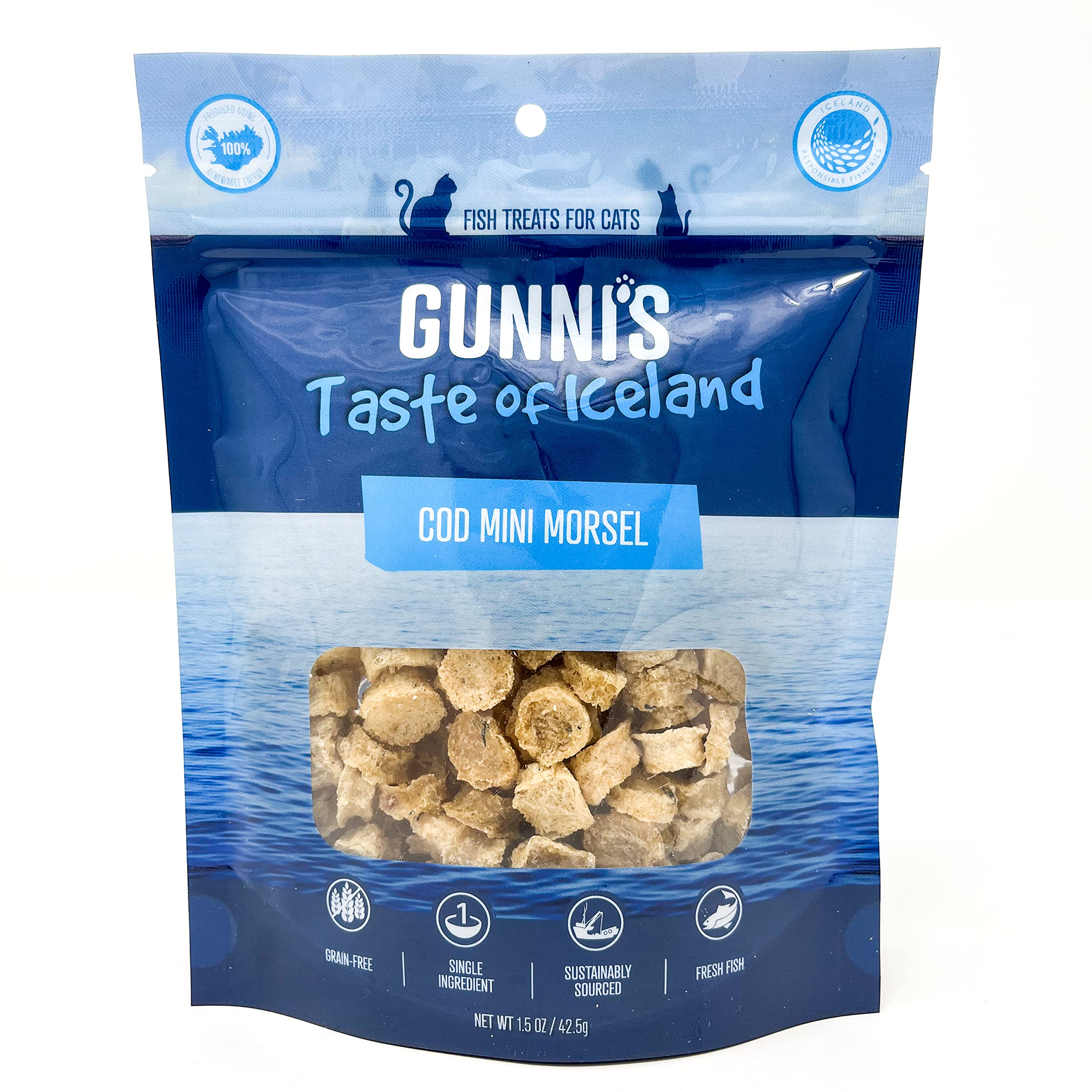 Gunnis Pet Grain-Free Mini Morsals Cod Natural Air-Dried Crunchy Cat Treats - 1.5 Oz