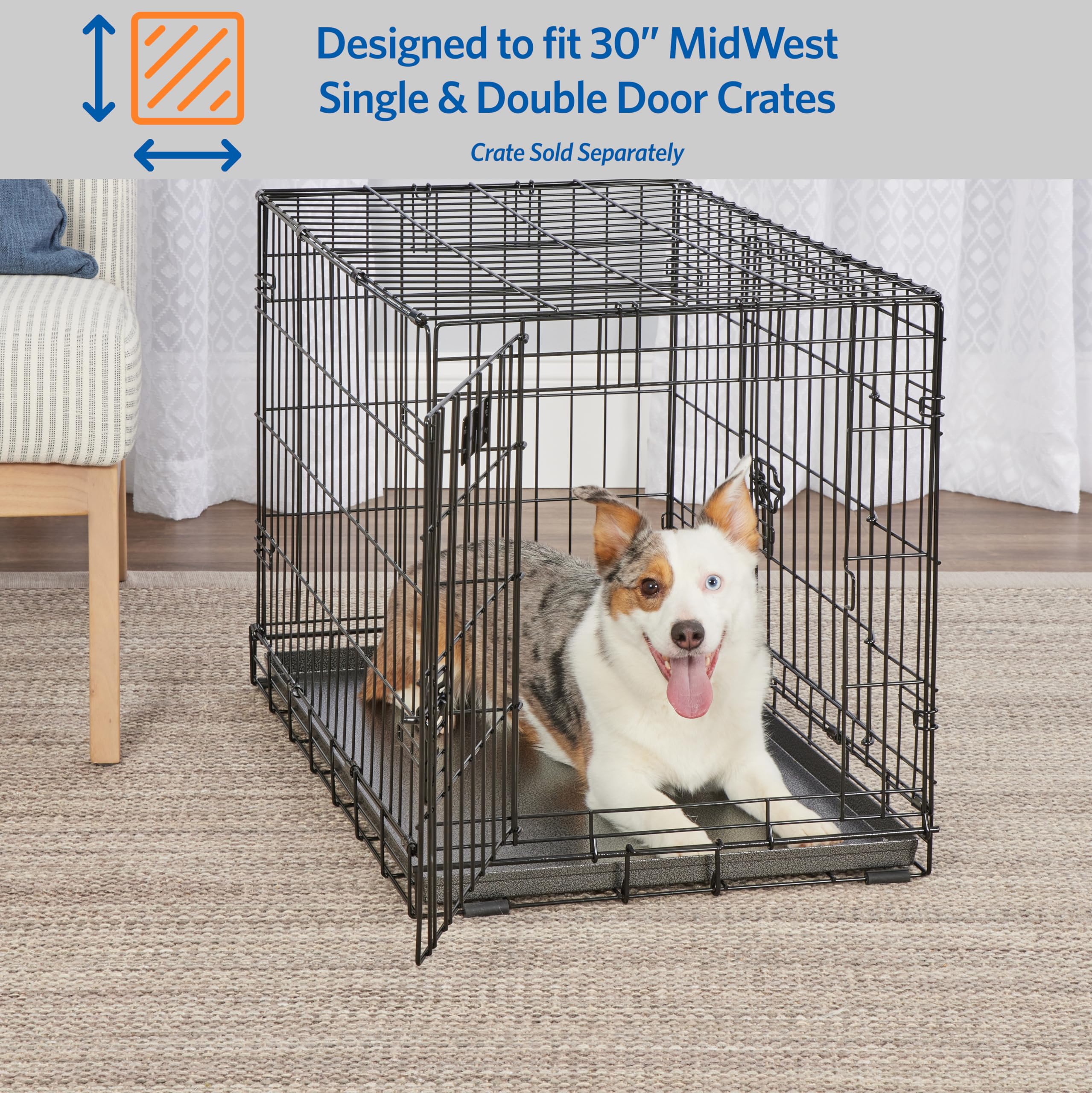 Midwest Folding Dog Crate Replacement Pan for Models 1530 1930 and 430 - L:30" X W:18.5" Inches  