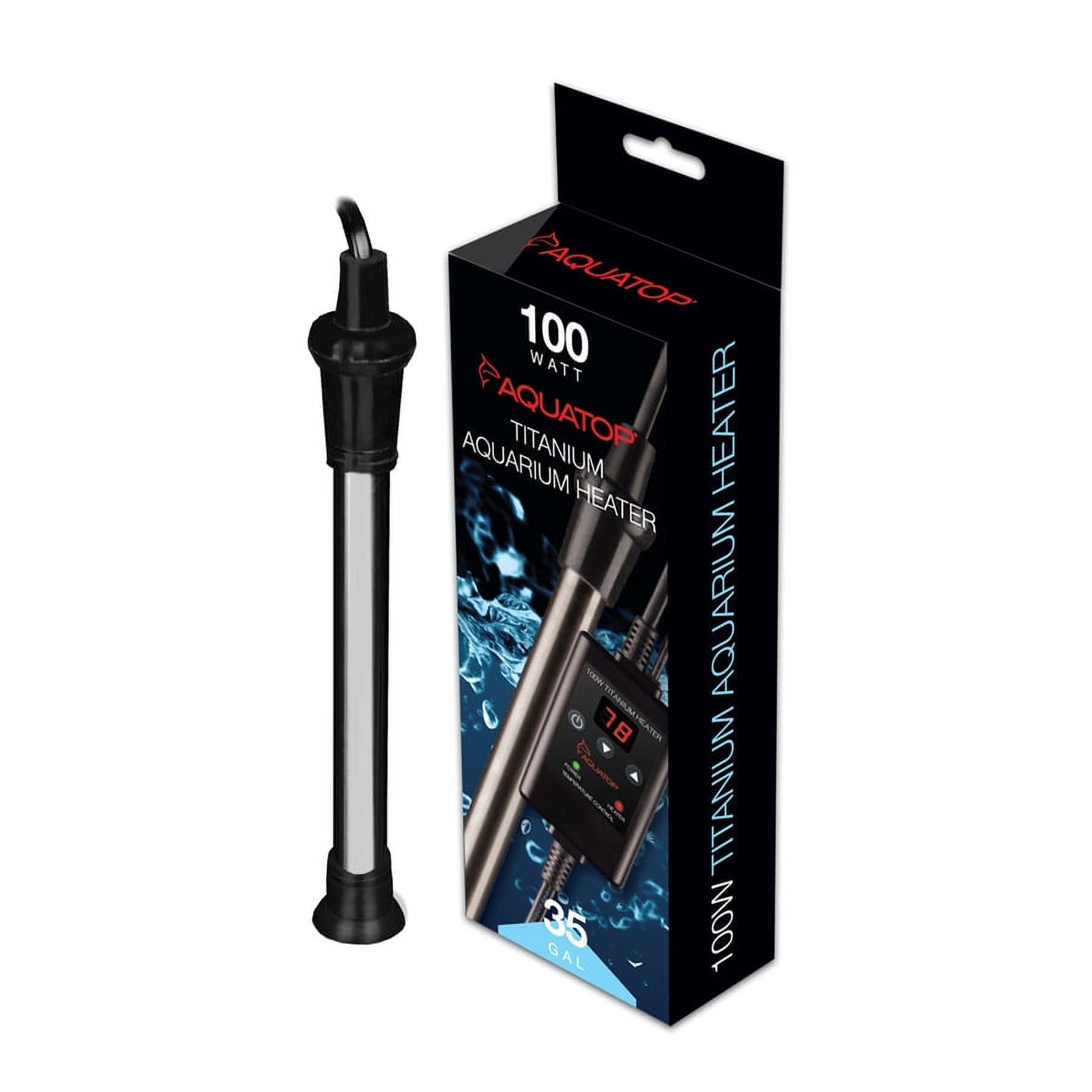 Aquatop Submersible Titanium Heater and External Thermostat with Digital Controller - 100 Watt