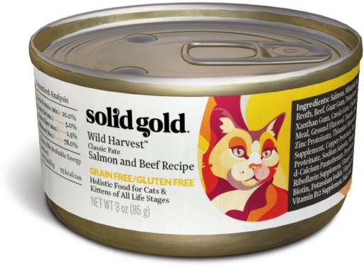 Solid Gold Wild Harvest Grain-Free Salmon and Beef Canned Cat Food - 3 Oz - Case of 24  