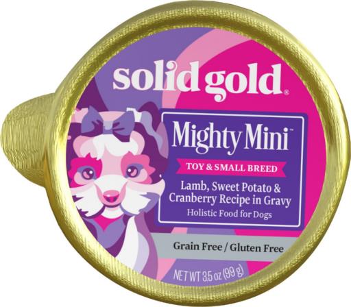 Solid Gold Mighty Mini Grain-Free Lamb Sweet Potato and Cranberry in Gravy Toy and Small-Breed Wet Dog Food Tray - 3.5 Oz - Case of 12  