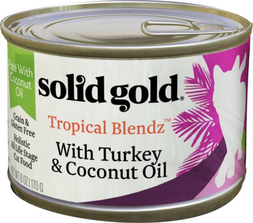 Solid Gold Tropical Blendz Grain-Free Turkey and Coconut Oil Pate Canned Cat Food - 6 Oz - Case of 16  