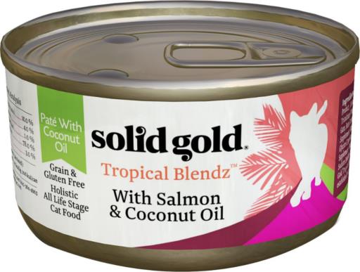 Solid Gold Tropical Blendz Grain-Free Salmon and Coconut Oil Pate Canned Cat Food - 3 Oz - Case of 24  