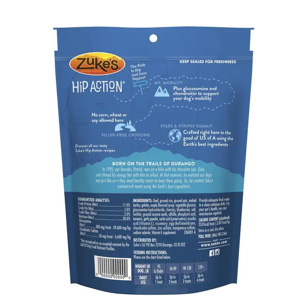 Zuke's Hip and Joint Support Beef Recipe Senior Adult Soft and Chewy Dog Treats - 6 Oz