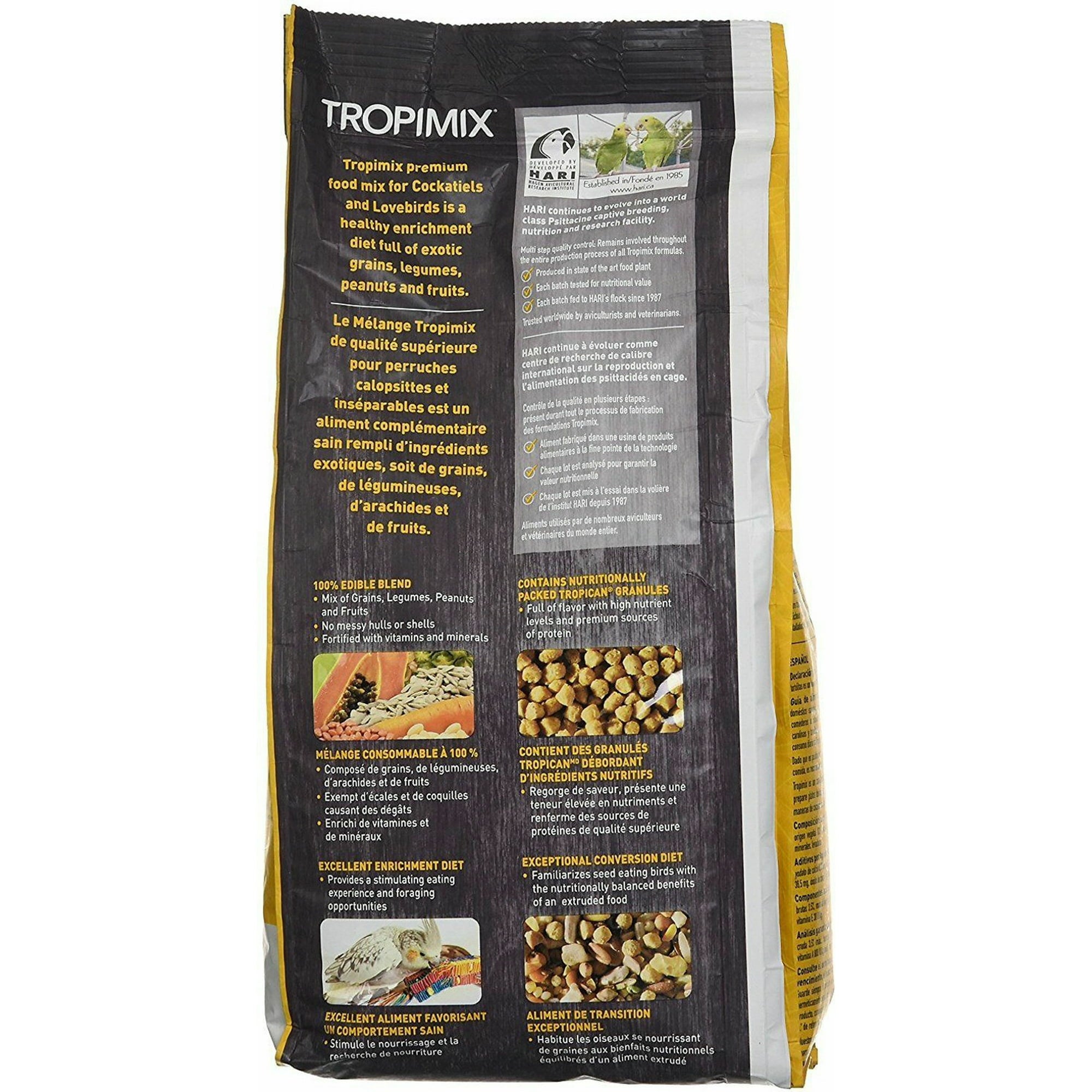 Hagen Hari TropiMix Seeds Fruits Nuts Veggies Legumes and Grains Cockatiel and Lovebird Bird Food