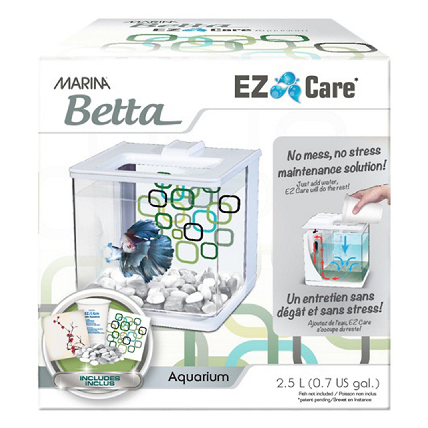 Hagen Marina EZ Care Betta Aquarium Tank Kit - White - 1.3 Gallons - L:6 X W:8.8 X H:10 Inches