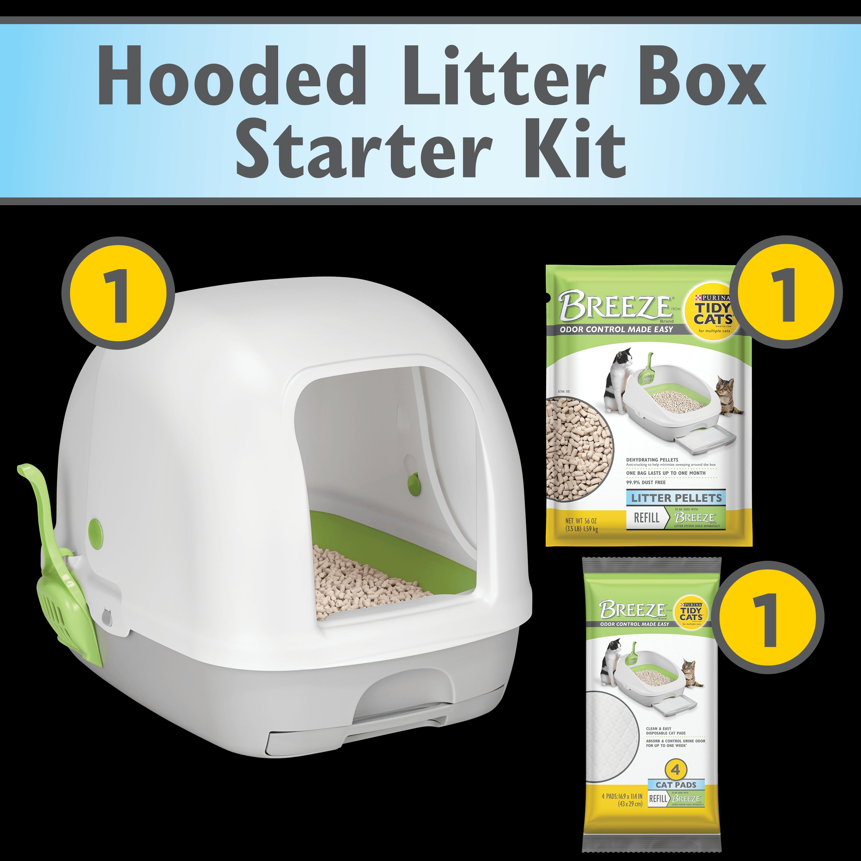 Purina Tidy Cats Breeze Hooded Non-Clumping Multiple Cat Litter Box System - Extra Large  