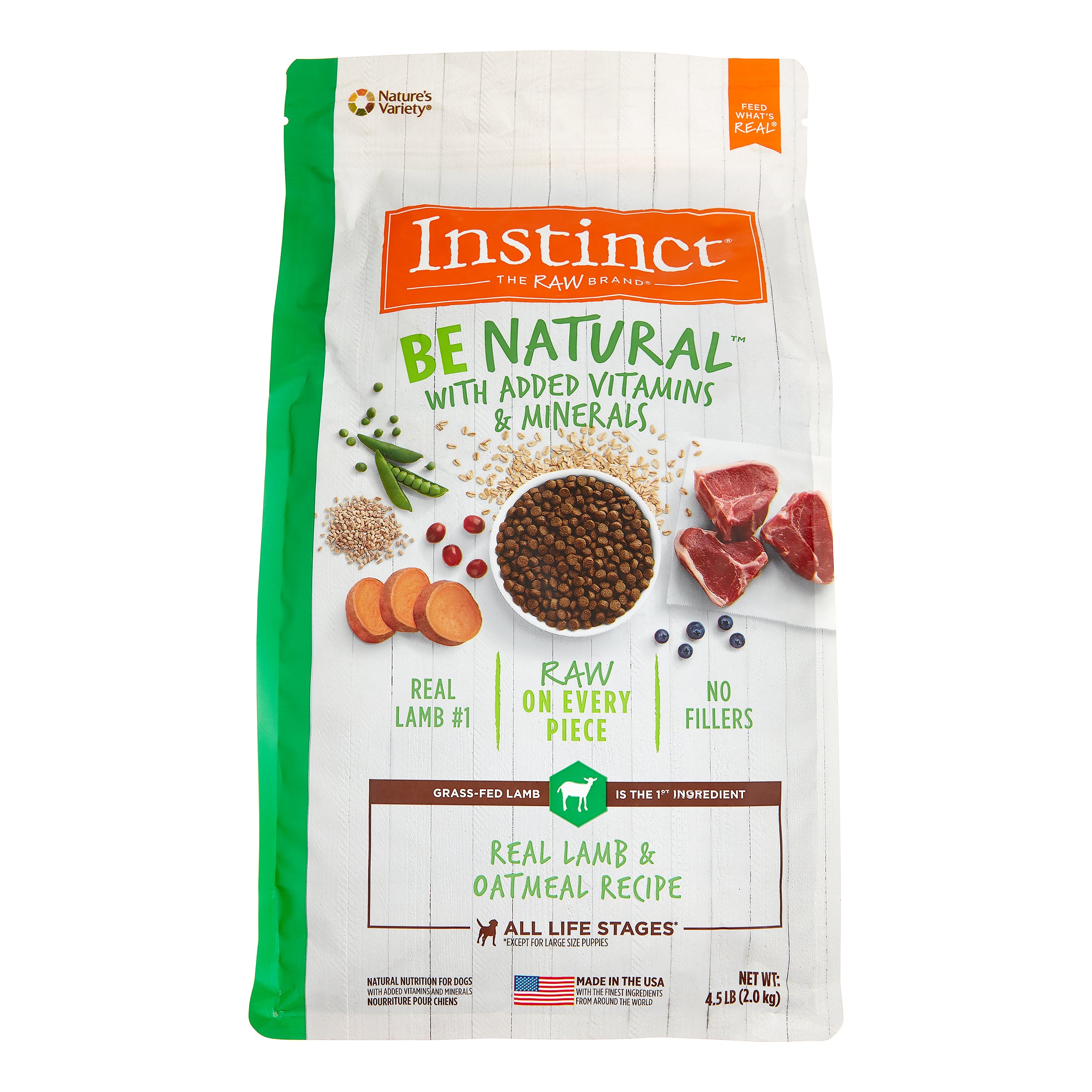 Instinct Be Natural Lamb and Oatmeal with Vitamins and Minerals Dry Dog Food - 4.5 Lbs Default Title