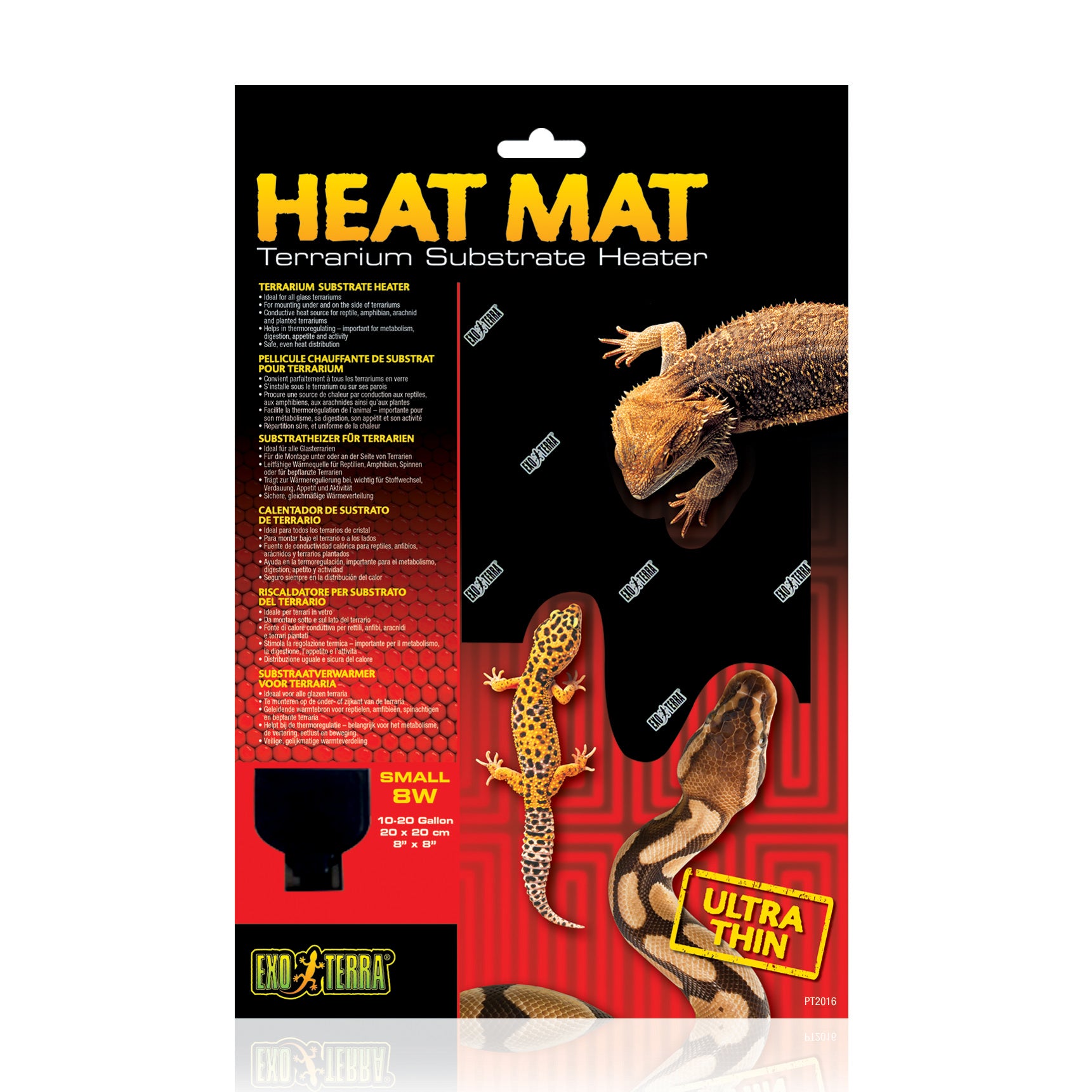 Exo Terra Terrarium Reptile Substrate Heating Mat - Small - 8 Watt - L:8 X W:8 Inches 