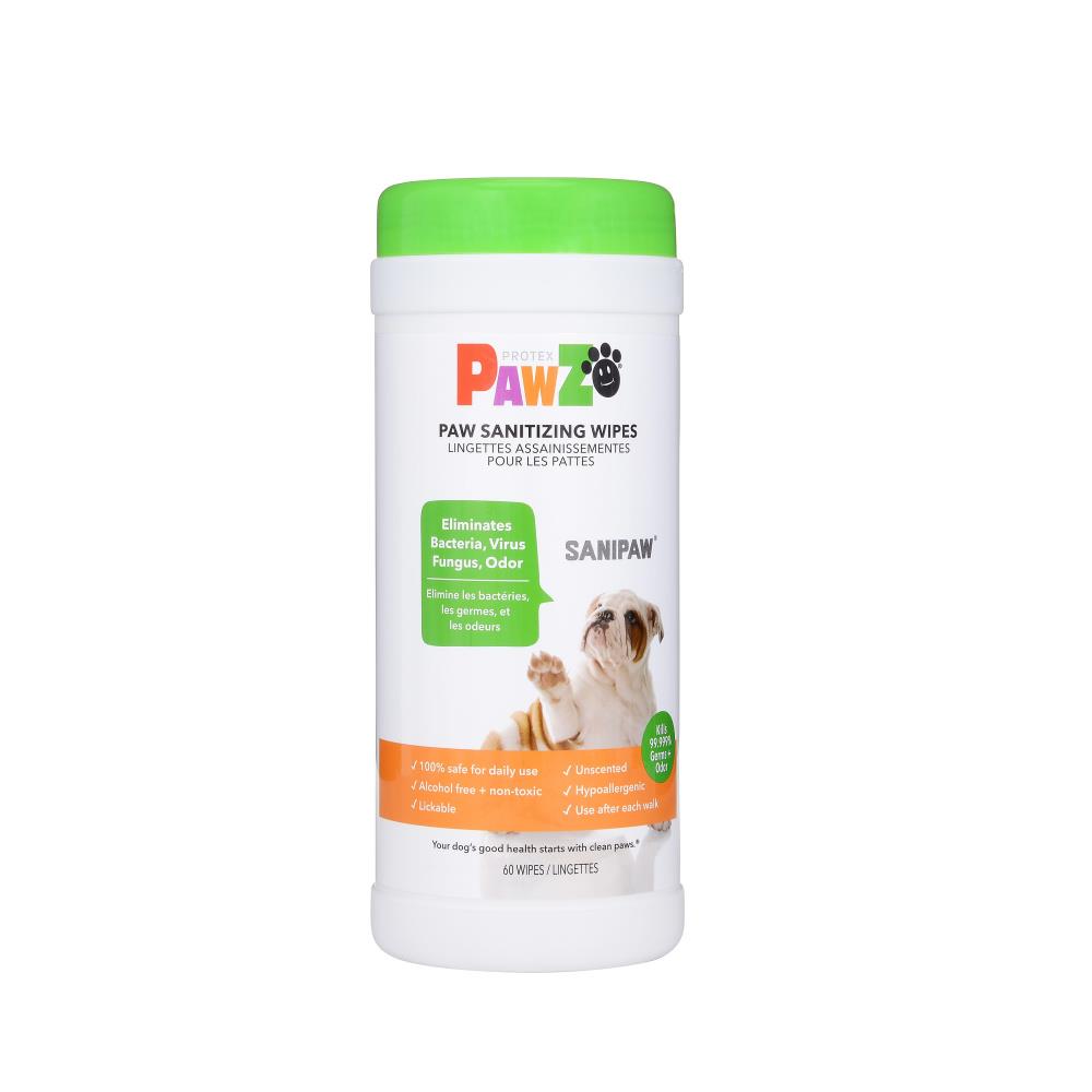 Pawz SaniPaw Santizing Paw Wipes for Cats and Dogs - 60 Count  