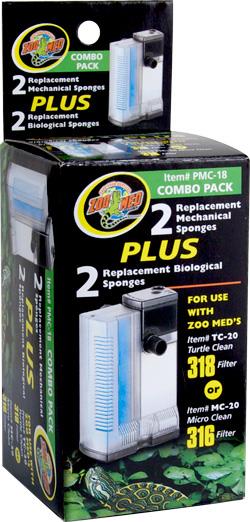 Zoo Med Laboratories Mechanical and Biological Replacement Sponge for Turtle Clean 318 or Micro Clean 316 Filters - 2 Pack  