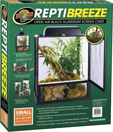 Zoo Med Laboratories ReptiBreeze Reptile Cage with Open-Air Auluminum Screen - Small - L:16