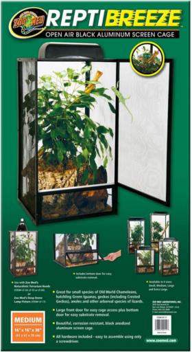 Zoo Med Laboratories ReptiBreeze Reptile Cage with Open-Air Auluminum Screen - Medium - L:16