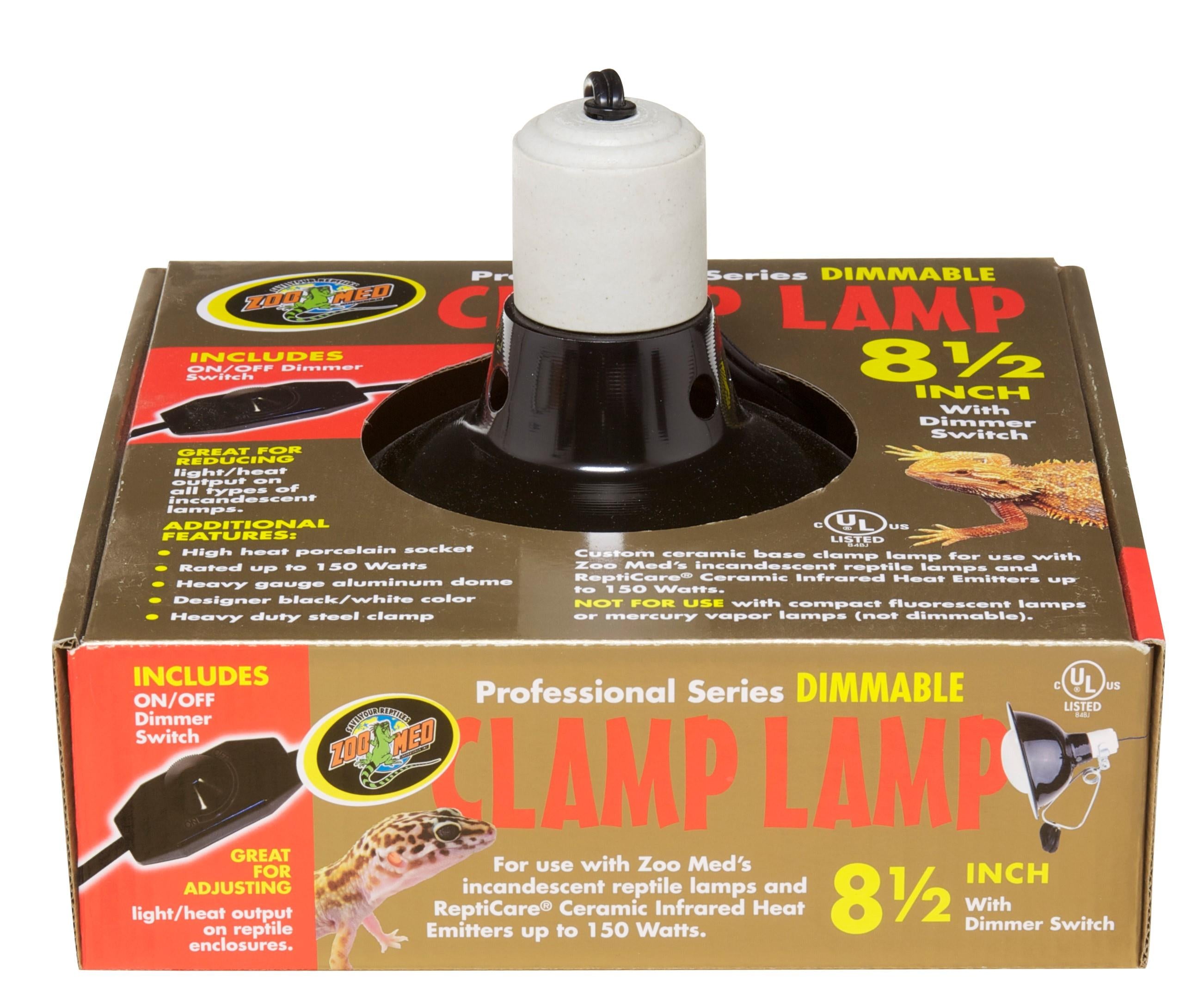 Zoo Med Laboratories Professional Series Reptile Dimmable Clamp Lamp - Black - 8.5