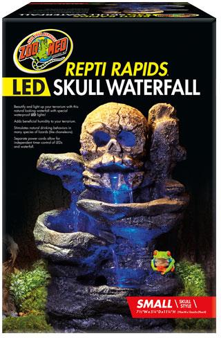 Zoo Med Laboratories ReptiRapid LED Skull Waterfall Kit Reptile Terrarium Décor - Small  