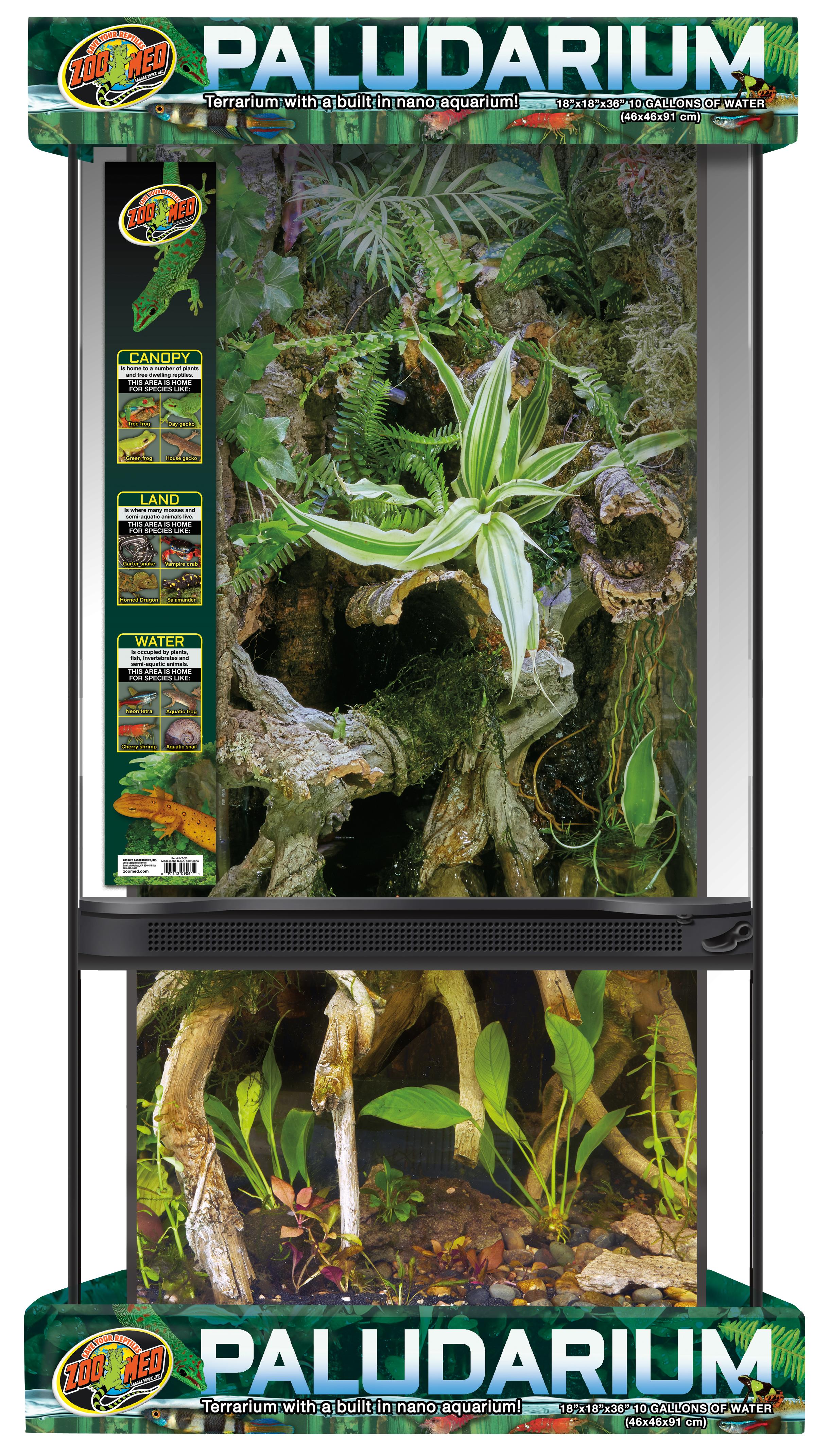 Zoo Med Laboratories Aquarium Terrarium or Paludarium Habitat Tank - 10 Gallons - L:18" X W:18" X 36" Inches  