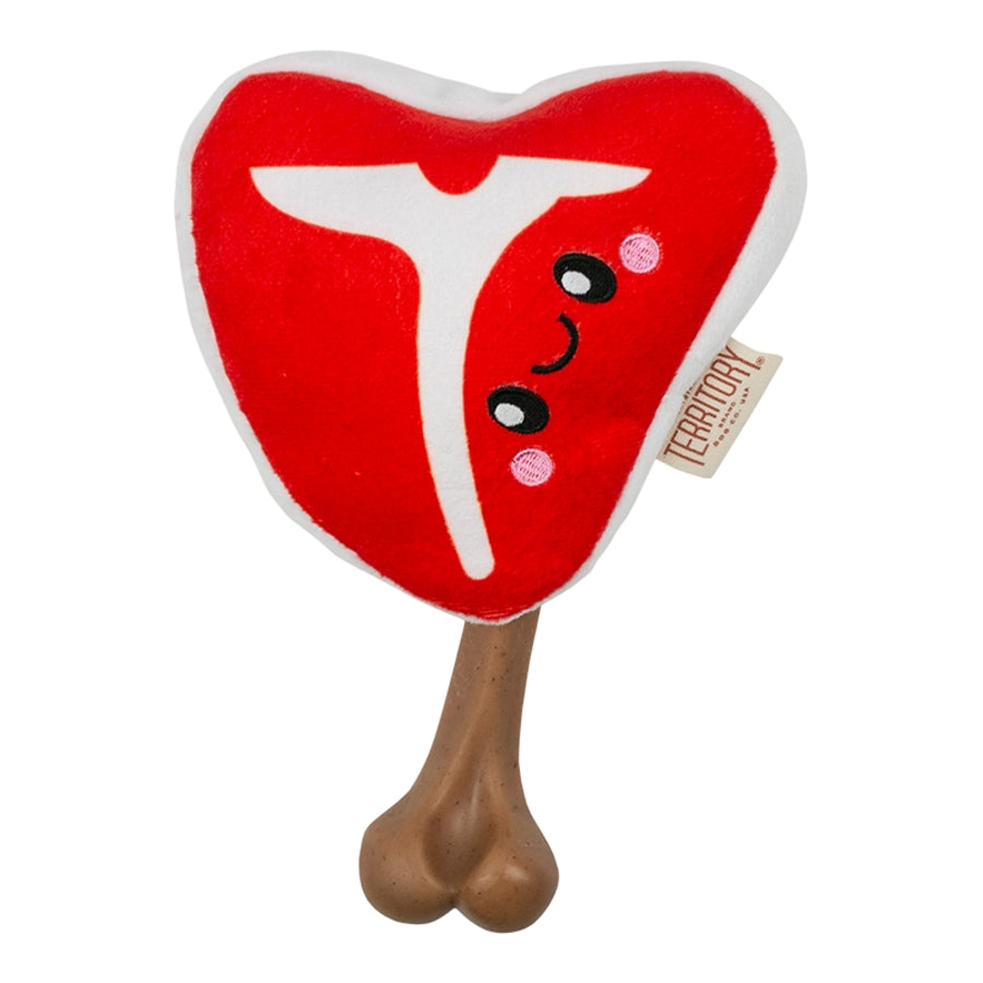 Territory 2-in-1 Steak On Bone Squeak and Plush Dog Toy with Removable Bone - Red -  8 Inches