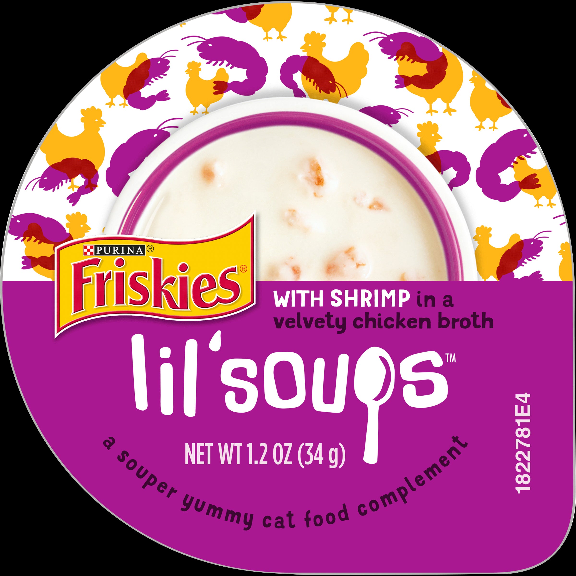 Purina Friskies Lil' Soups Compliments Shrimp in Chicken Broth Puree Wet Cat Food Topper or Treat - 1.2 Oz - Case of 8