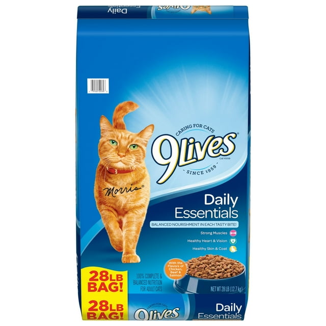 9Lives Daily Essentials Chicken Beef and Salmon Dry Cat Food -  28 Lbs