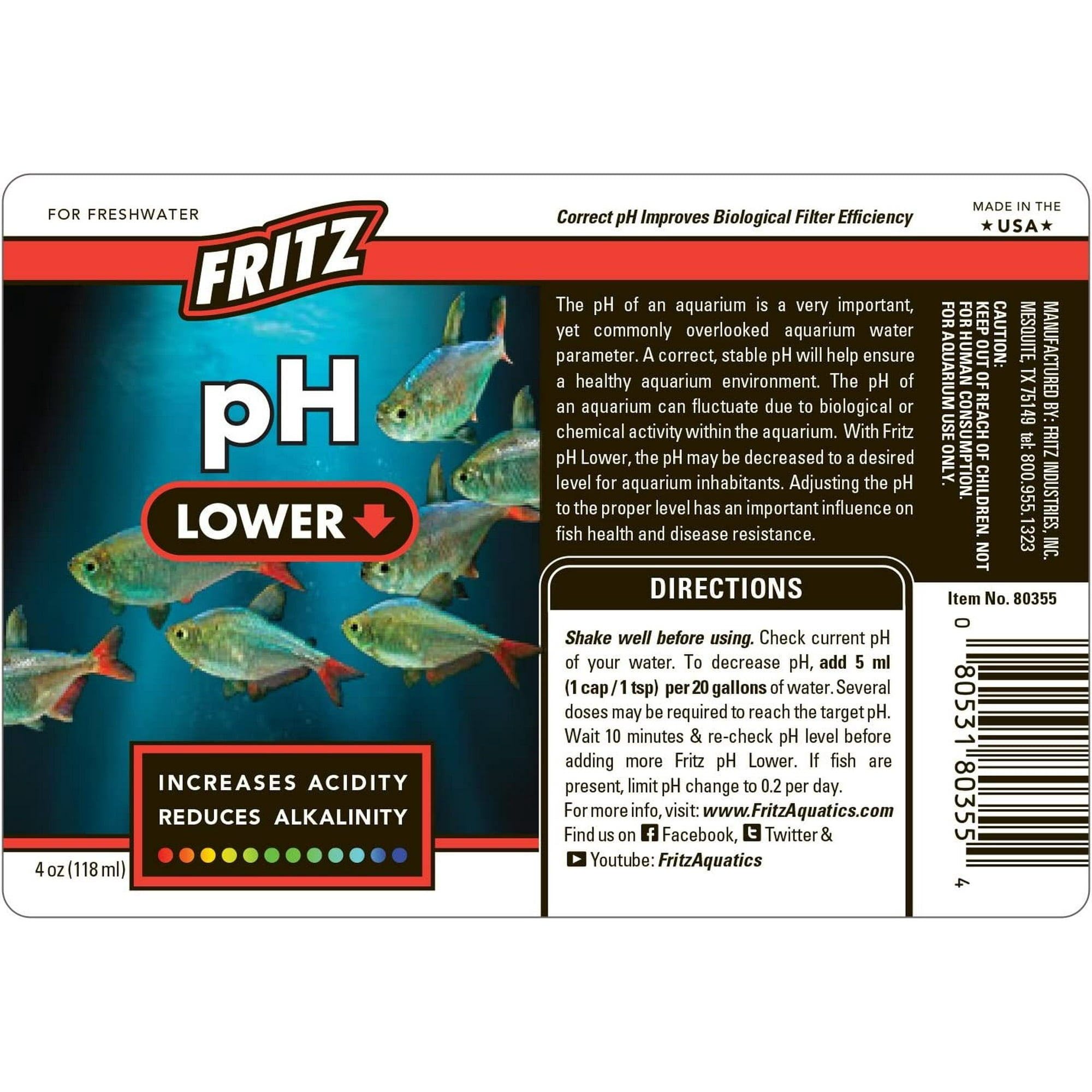 Fritz Aquatics PH Lower Freshwater and Saltwater Aquarium Additive Solution