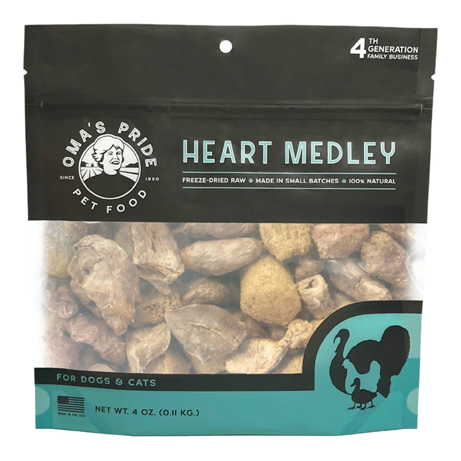 Omas Pride Heart Medley Freeze-Dried Natural Cat and Dog Chews - 4 Oz