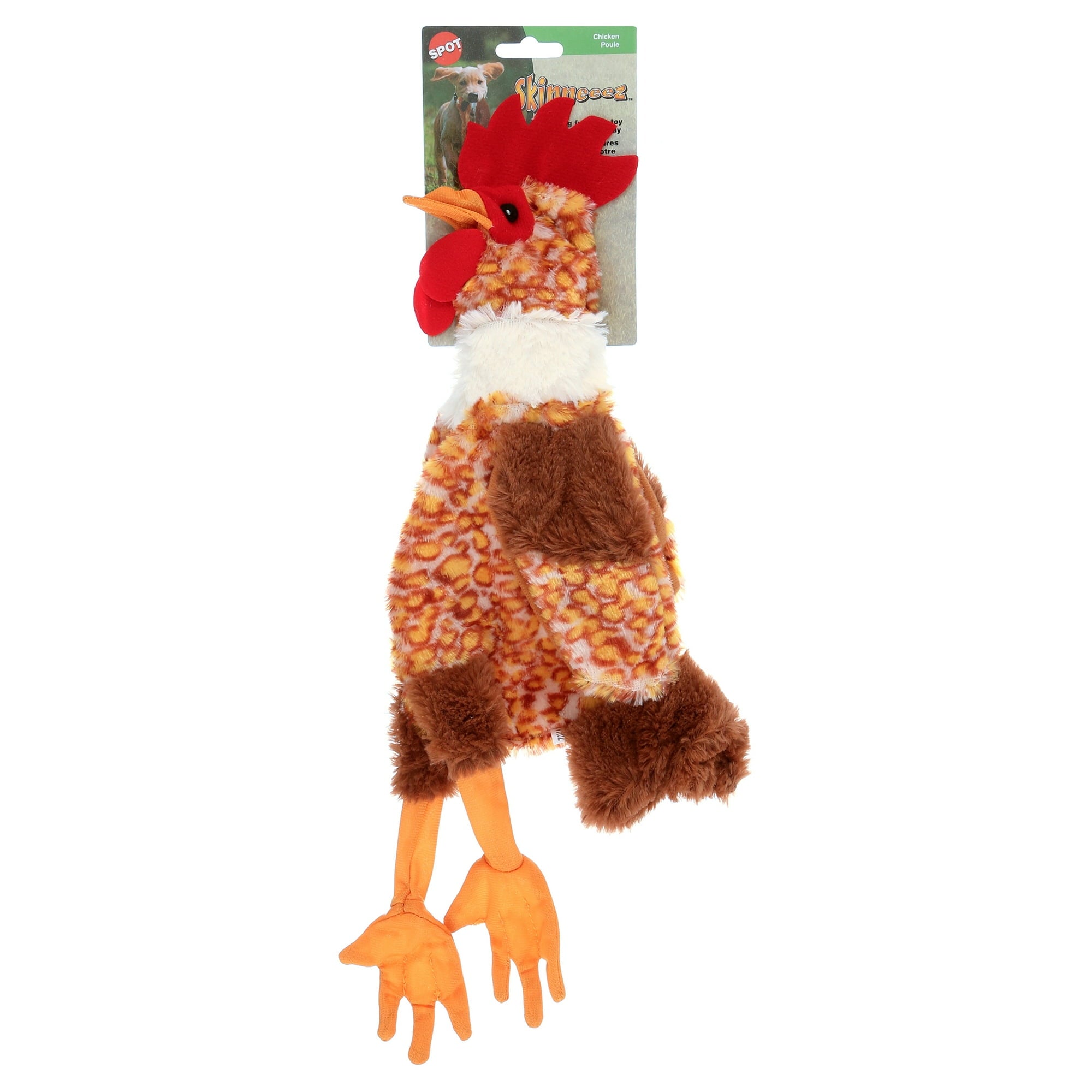 Ethical SPOT Skinneeez Stuffing-Free Barnyard Chicken Squeak and Soft Dog Toy - Large - 18 Inch