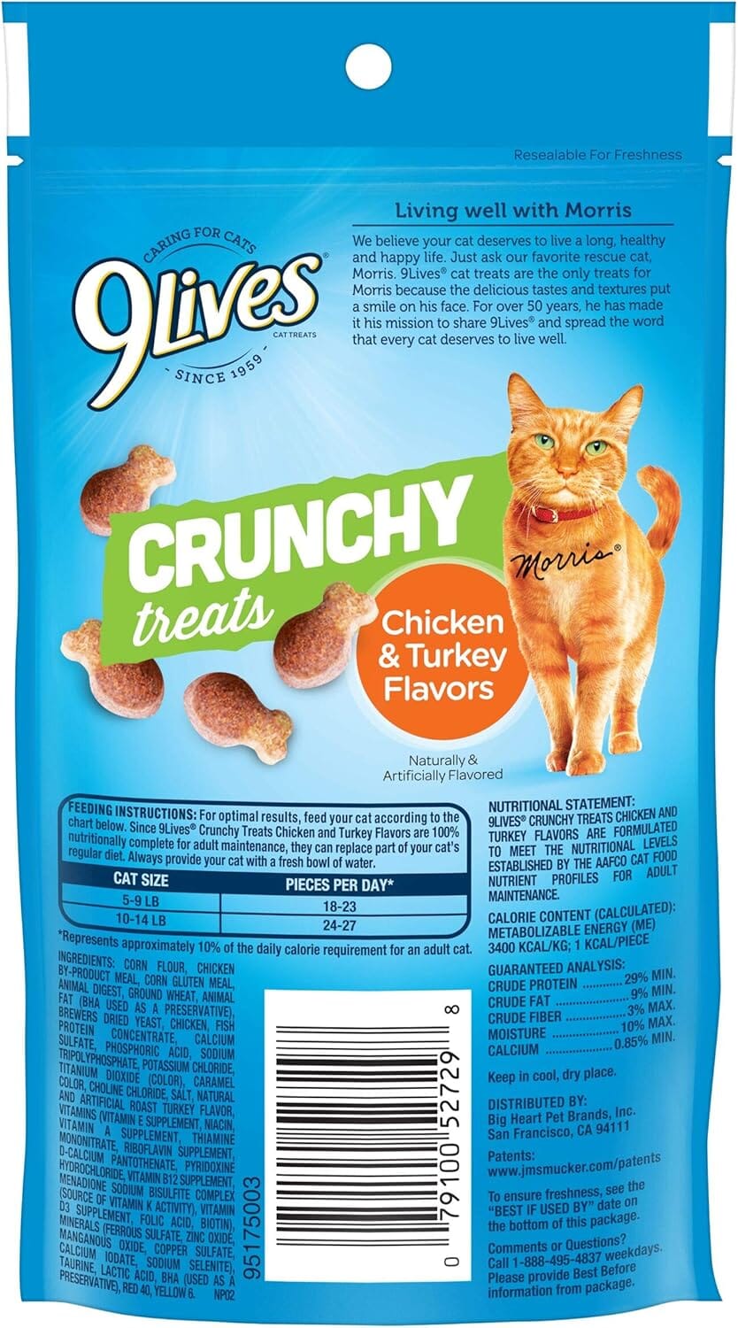 9Lives Chicken and Turkey Crunchy Cat Treats - 2.1 Oz - Case of 12  