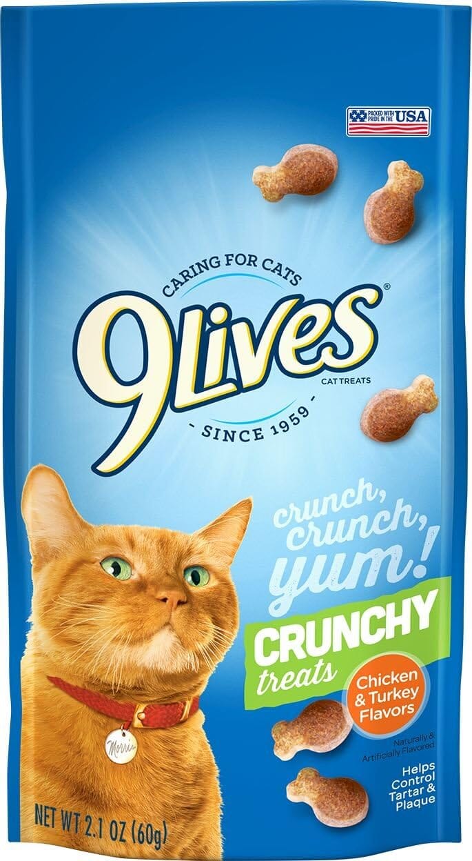 9Lives Chicken and Turkey Crunchy Cat Treats - 2.1 Oz - Case of 12  