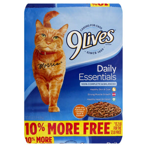 9Lives Daily Essentials Chicken Beef and Salmon Dry Cat Food - 12 Lbs