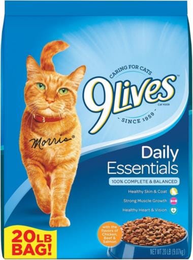 9Lives Daily Essentials Chicken Beef and Salmon Dry Cat Food - 20 Lbs  