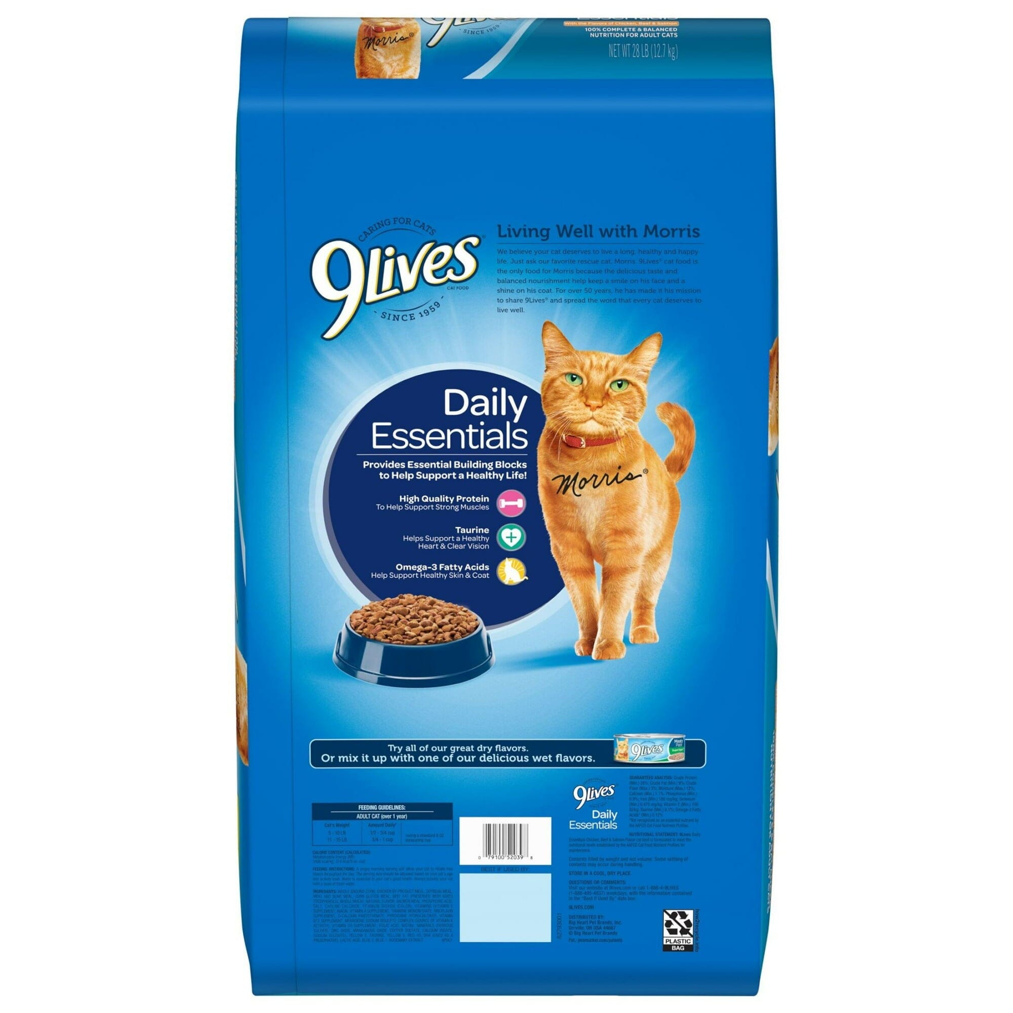 9Lives Daily Essentials Chicken Beef and Salmon Dry Cat Food -  28 Lbs