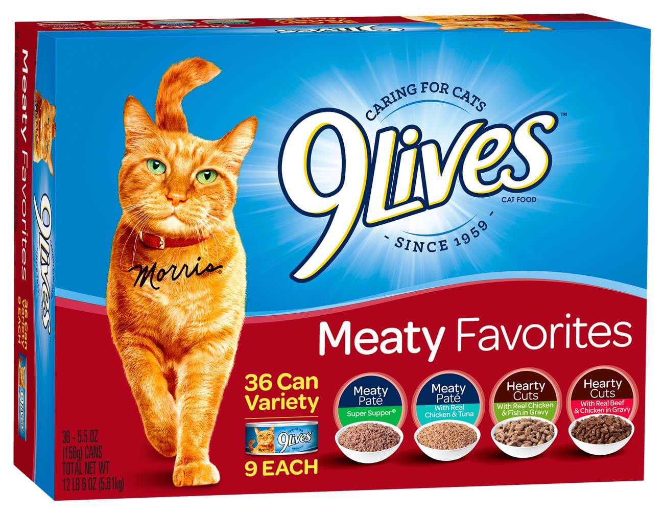 9Lives Meaty Favorites Canned Cat Food - Variety Pack - 5.5 Oz - Case of 36  