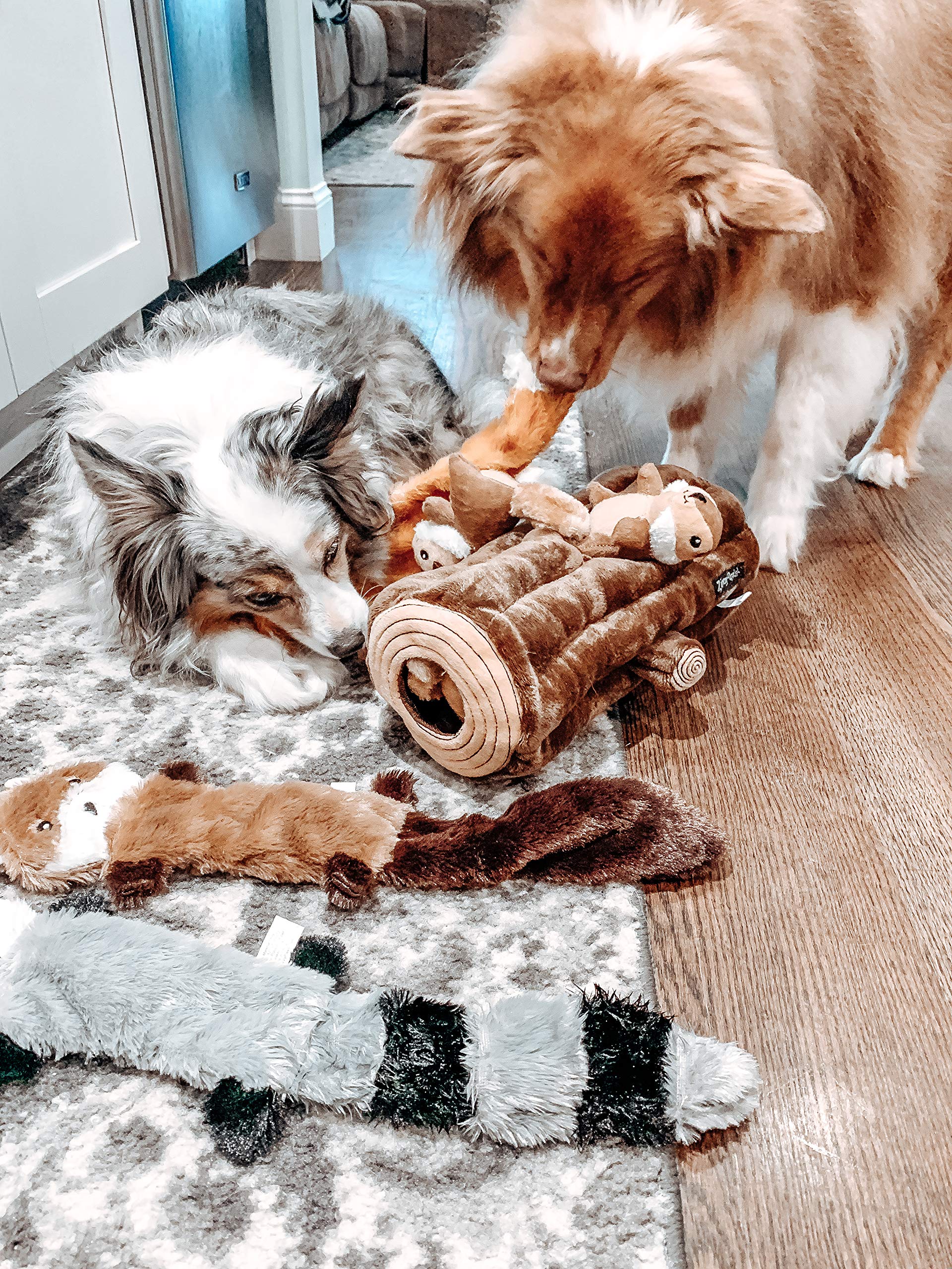 Zippy Paws Burrow Log Hide-and-Seek Interactive Squeak and Plush Dog Toy  