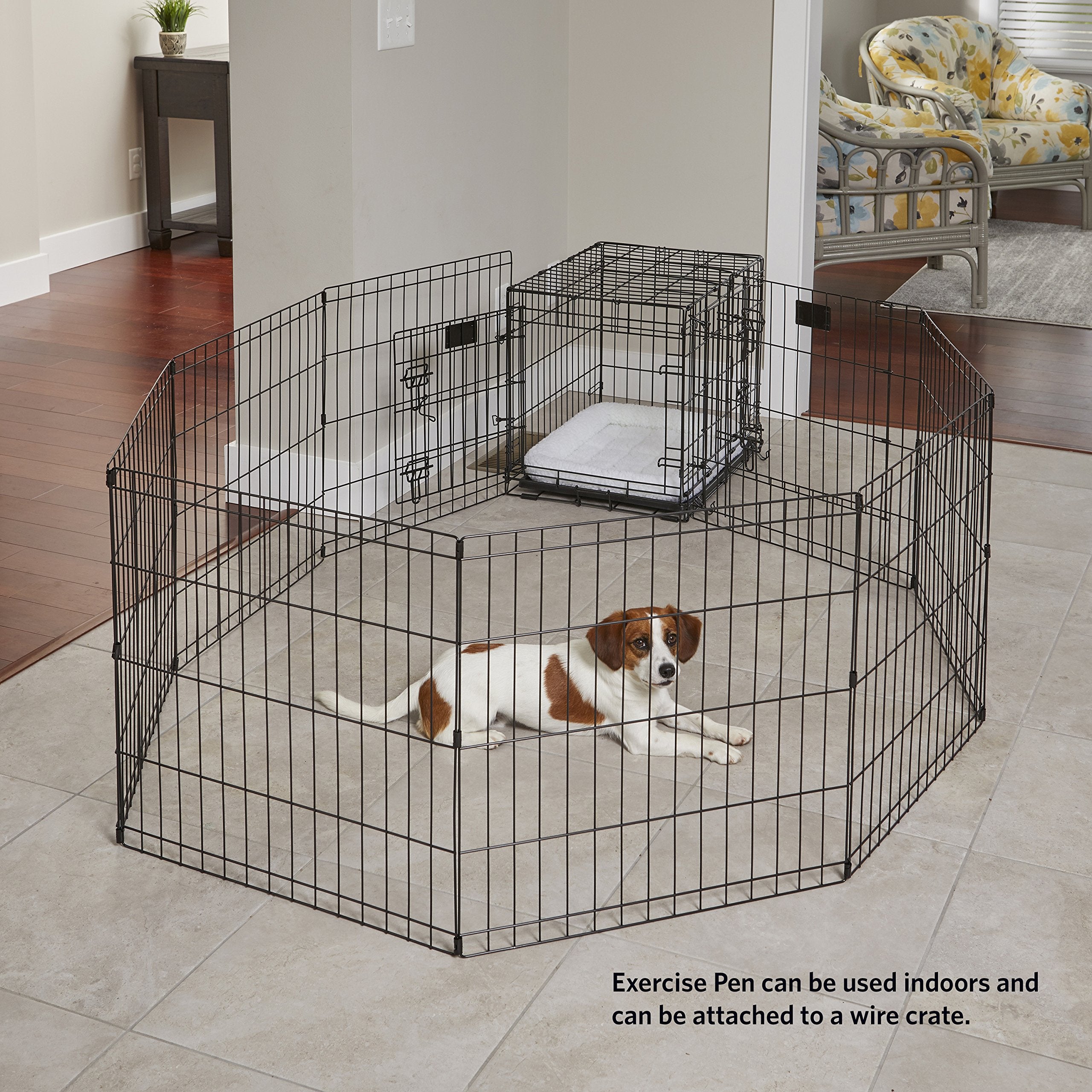 Midwest Contour Metal Exercise Pen for Dogs with Door - Black - 42" Height  