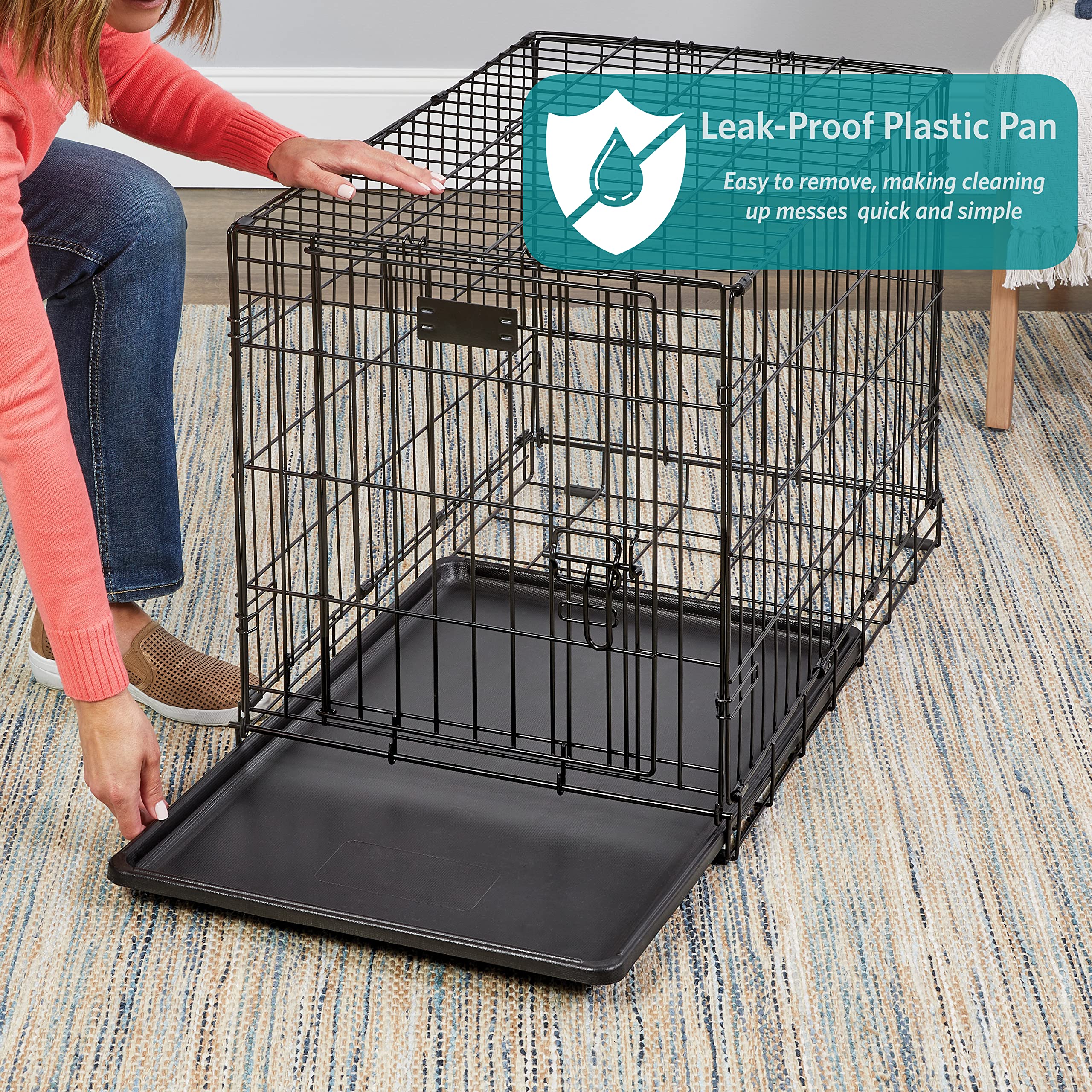 Midwest Lifestages Metal Folding Single Door Dog Crate with Divider - 30" X 21" X 24" Inches  