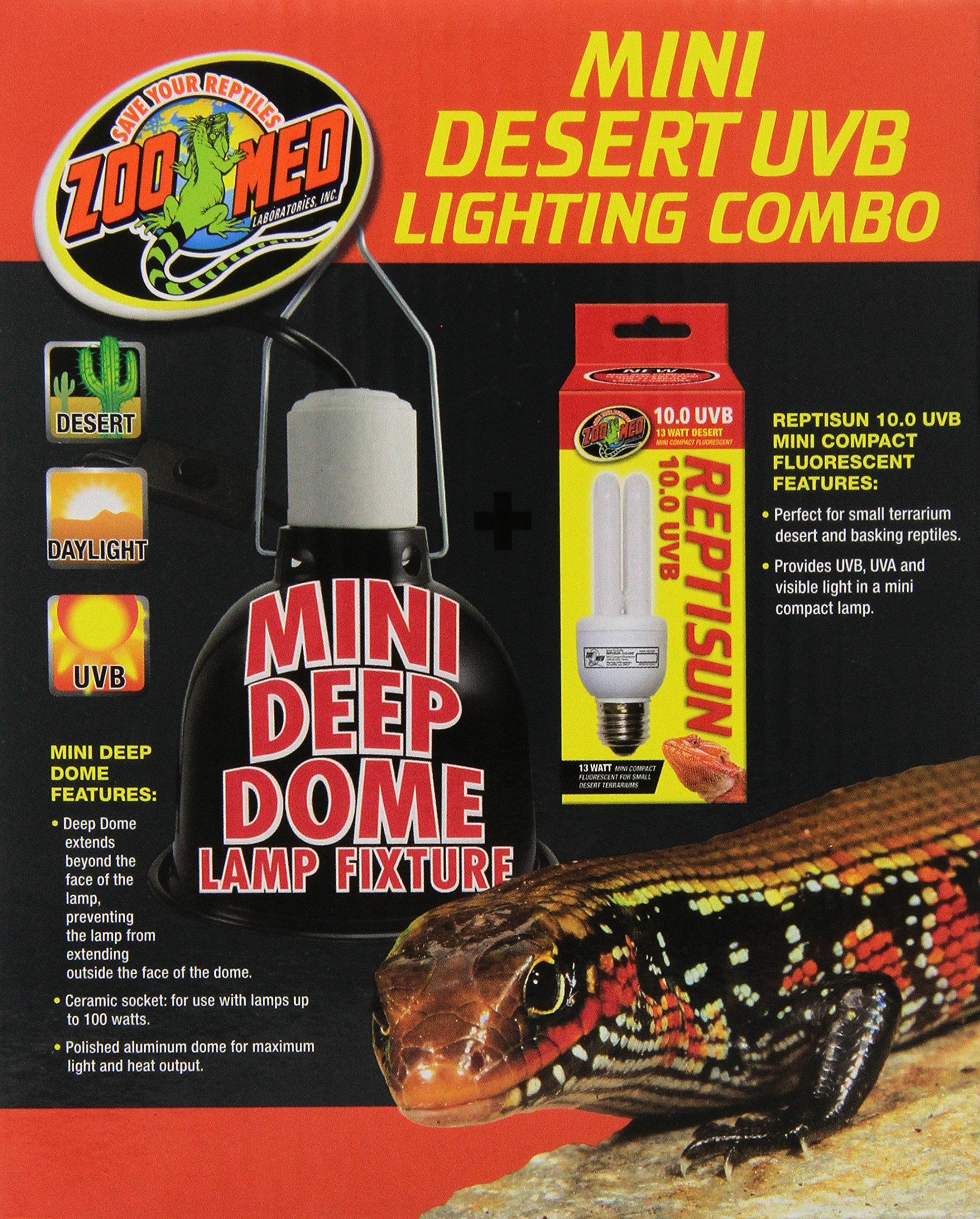 Zoo Med Laboratories Mini Desert UVB Reptile Heat Lighting Combo Kit - Mini  