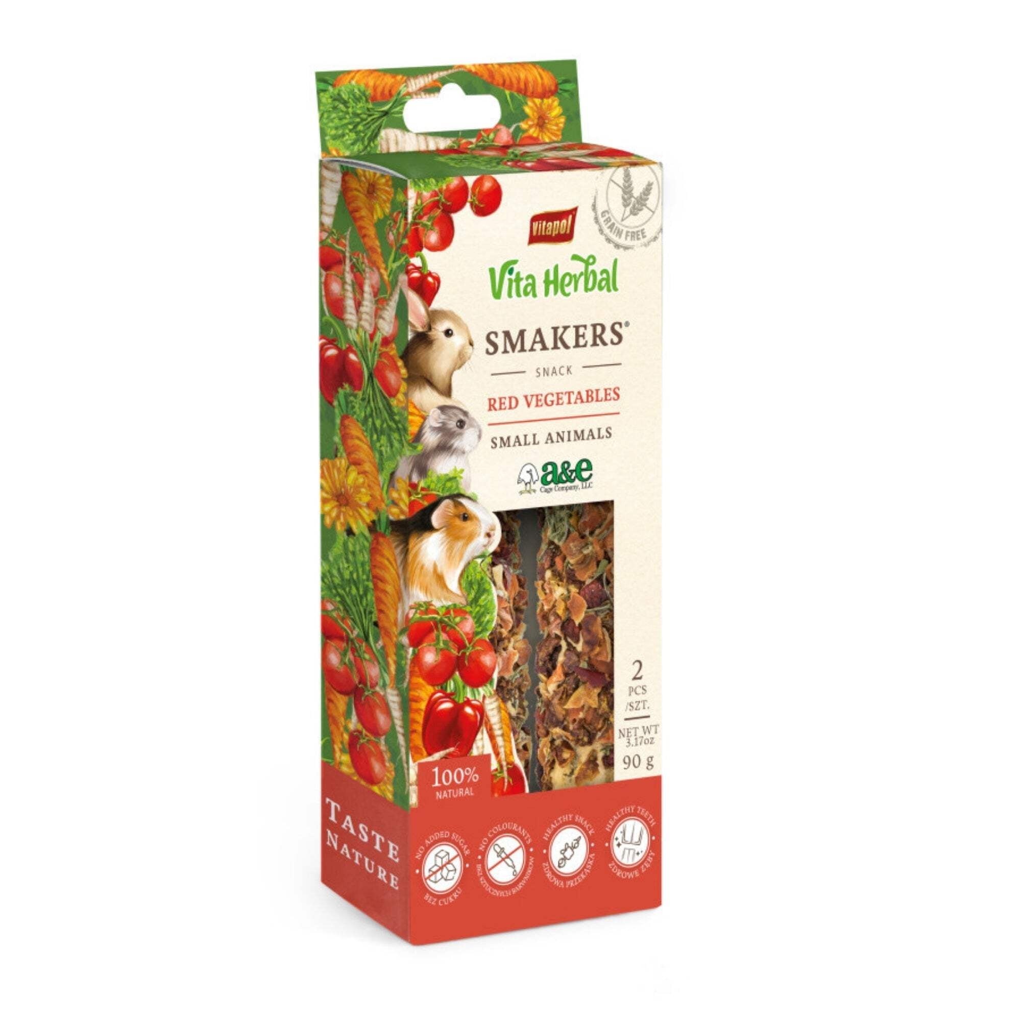 A&E Cage Company Vita Herbal Smakers Red Vegetables Small Animal Treats -  2 Pack