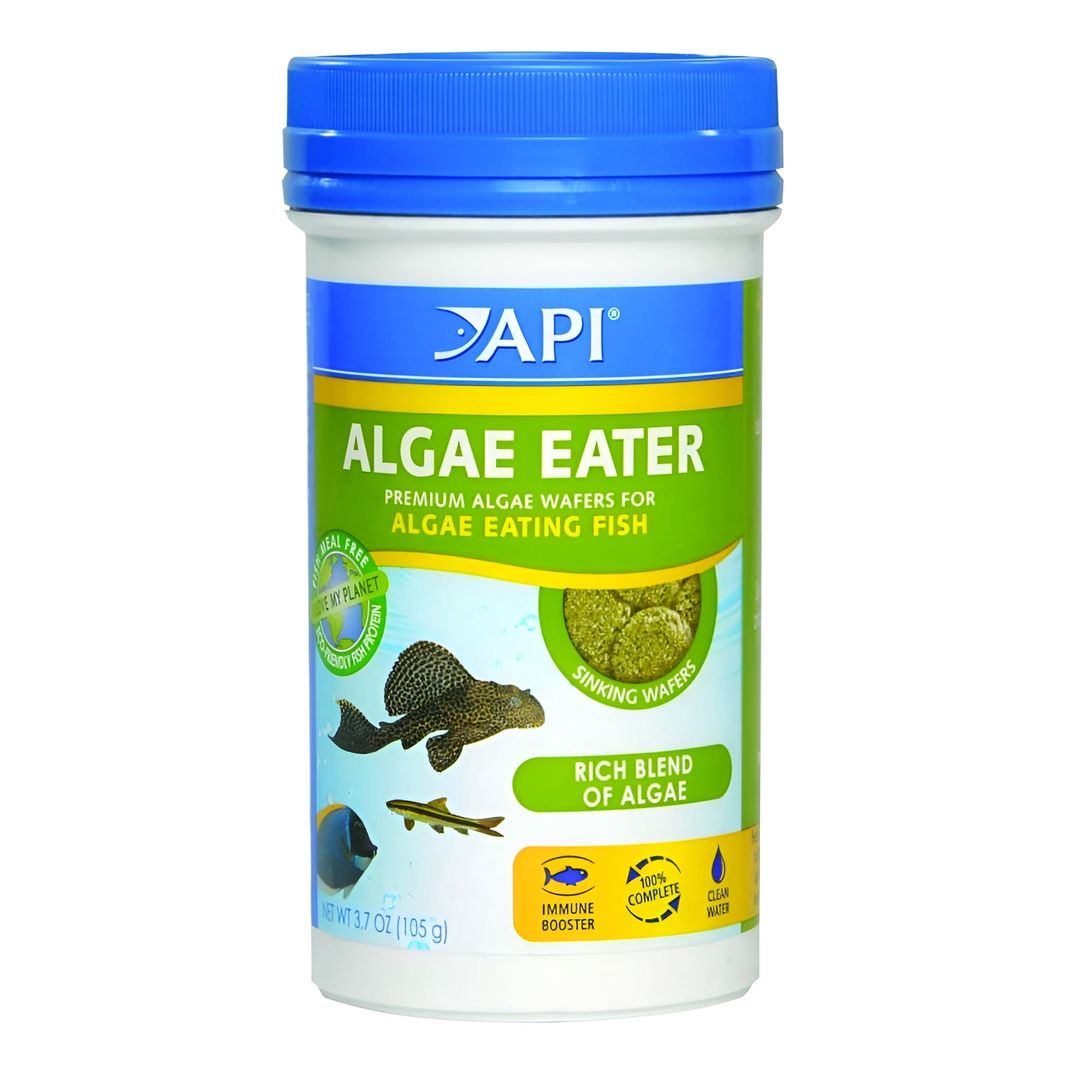API Algae Eater Wafers Algea Saltwater and Freshwater Fish Food - 3.7 Oz